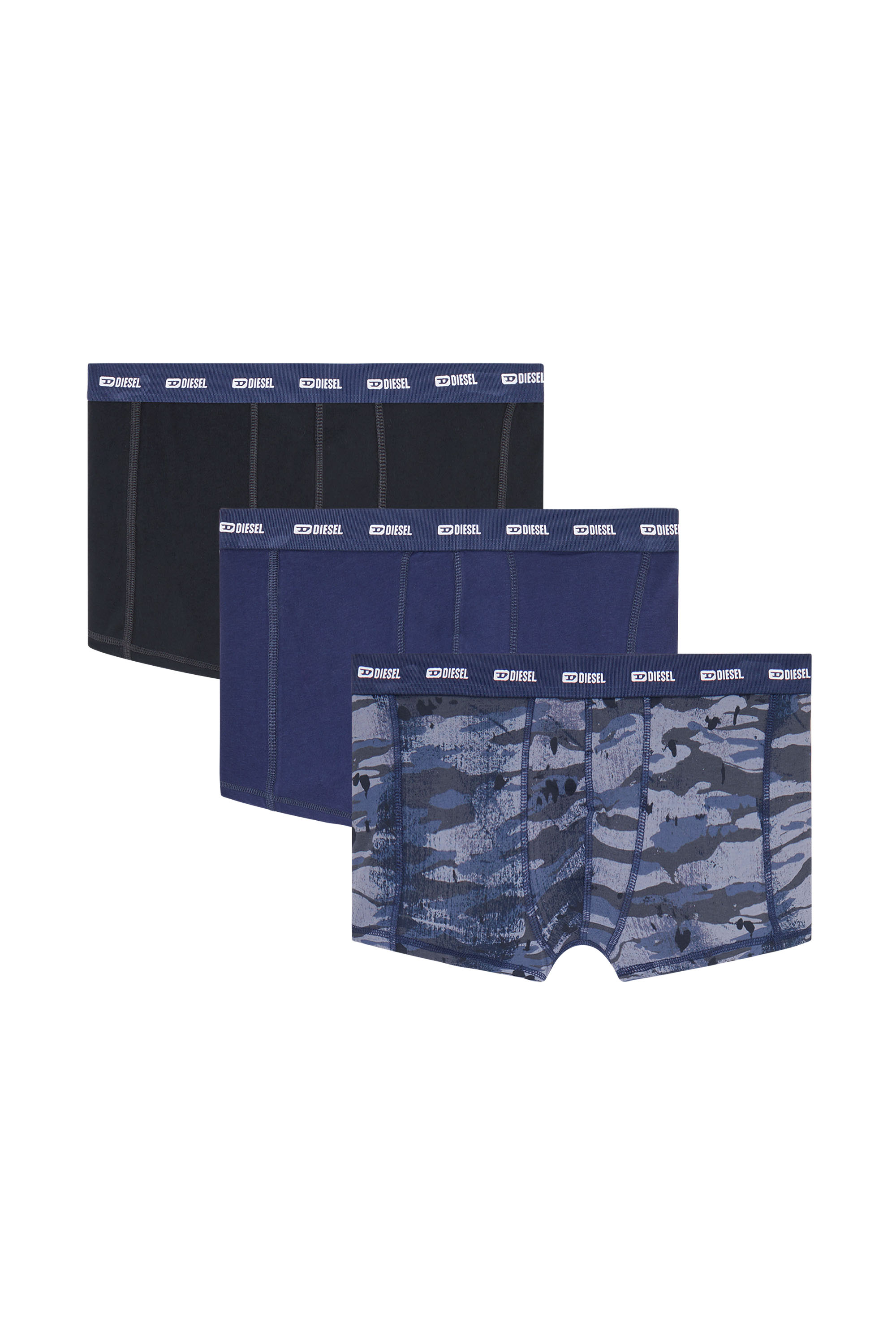 Diesel - DAMIEN-UTLT-3PACK, Man's Three-pack of boxer briefs plain and camo in Blue/Black - 1