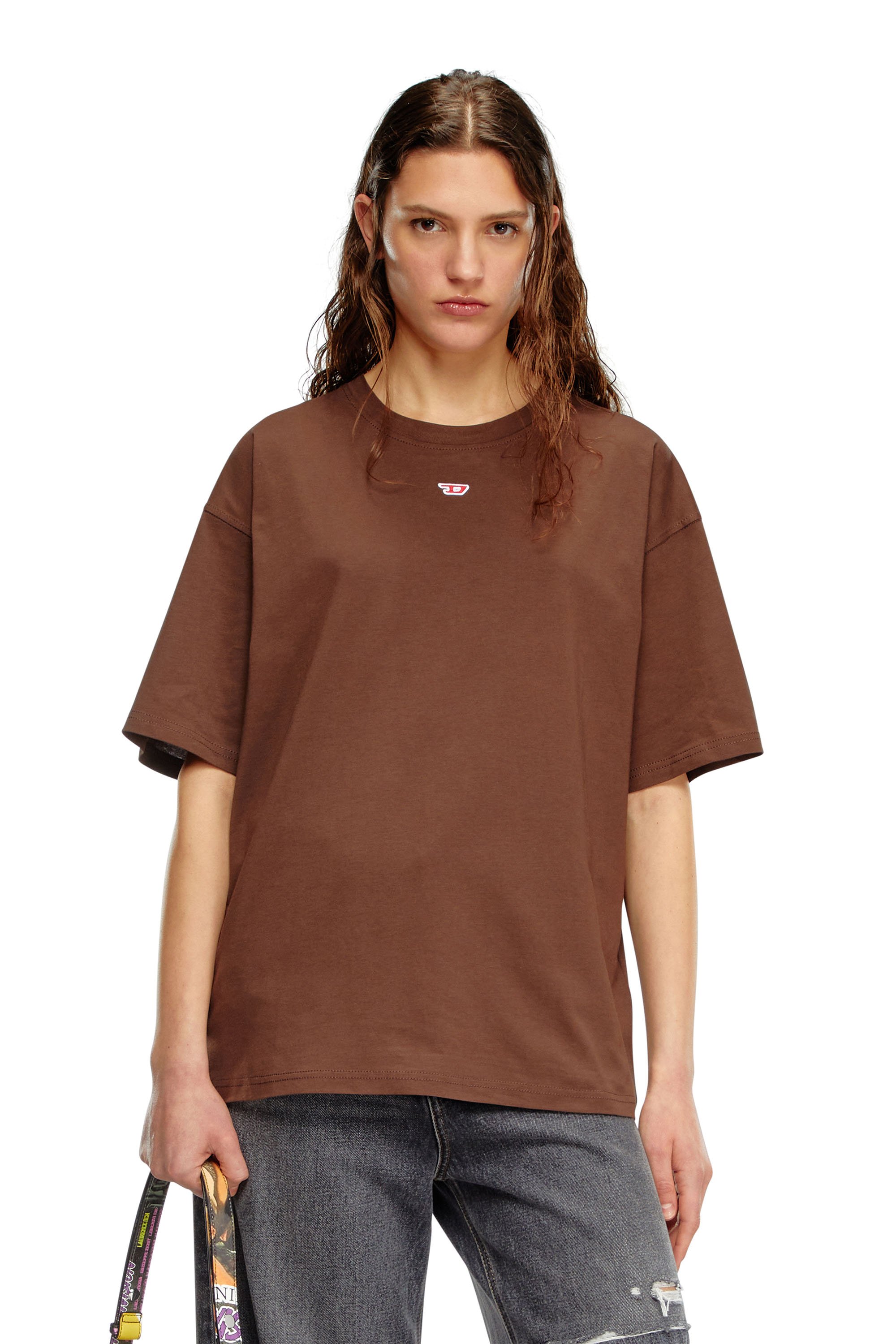 Diesel - T-BOXT-D, Unisex's T-shirt with embroidered D patch in Brown - 5