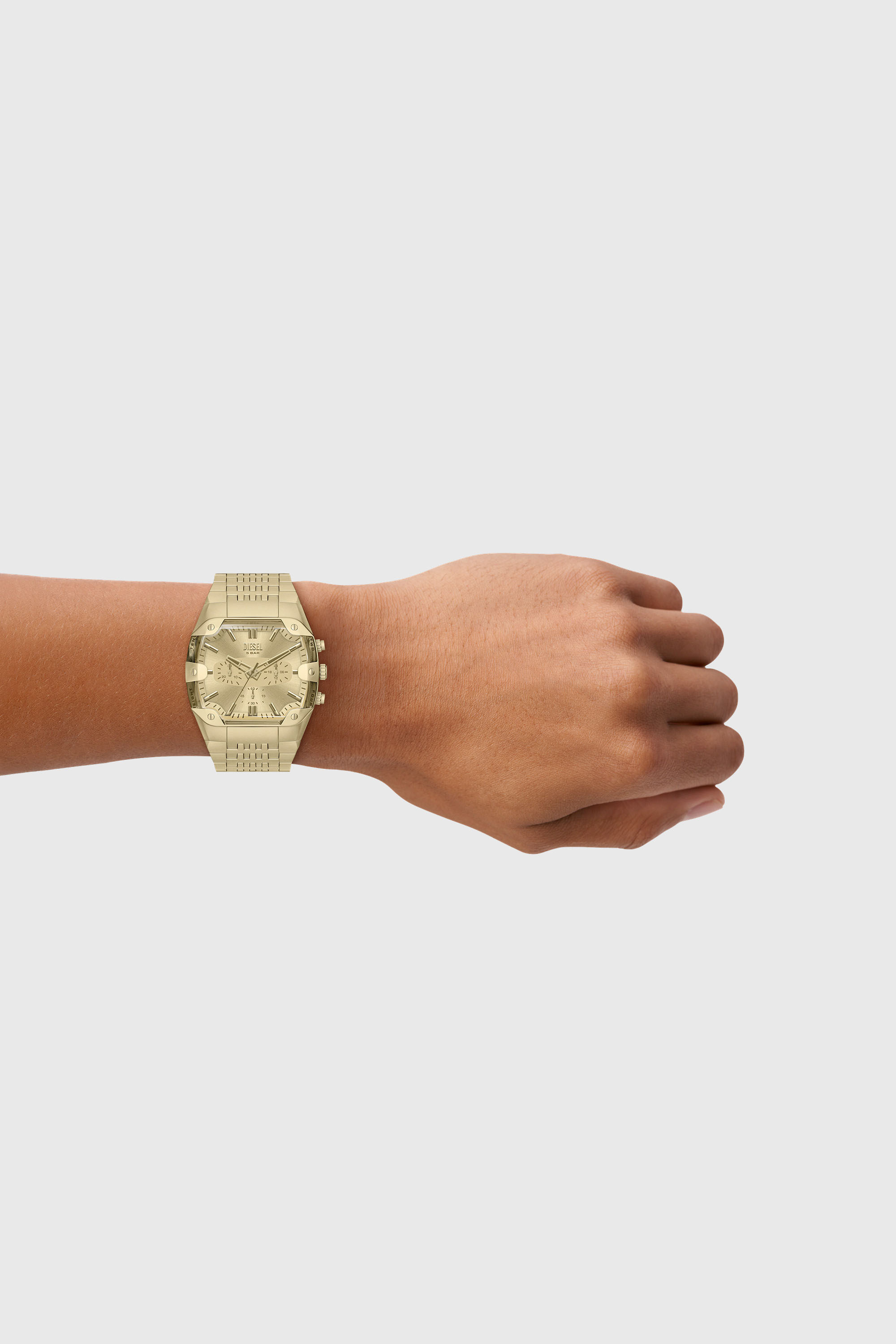 Diesel - DZ4718 WATCH, Man's Spiked Cushion gold-tone stainless steel watch in Gold - 7