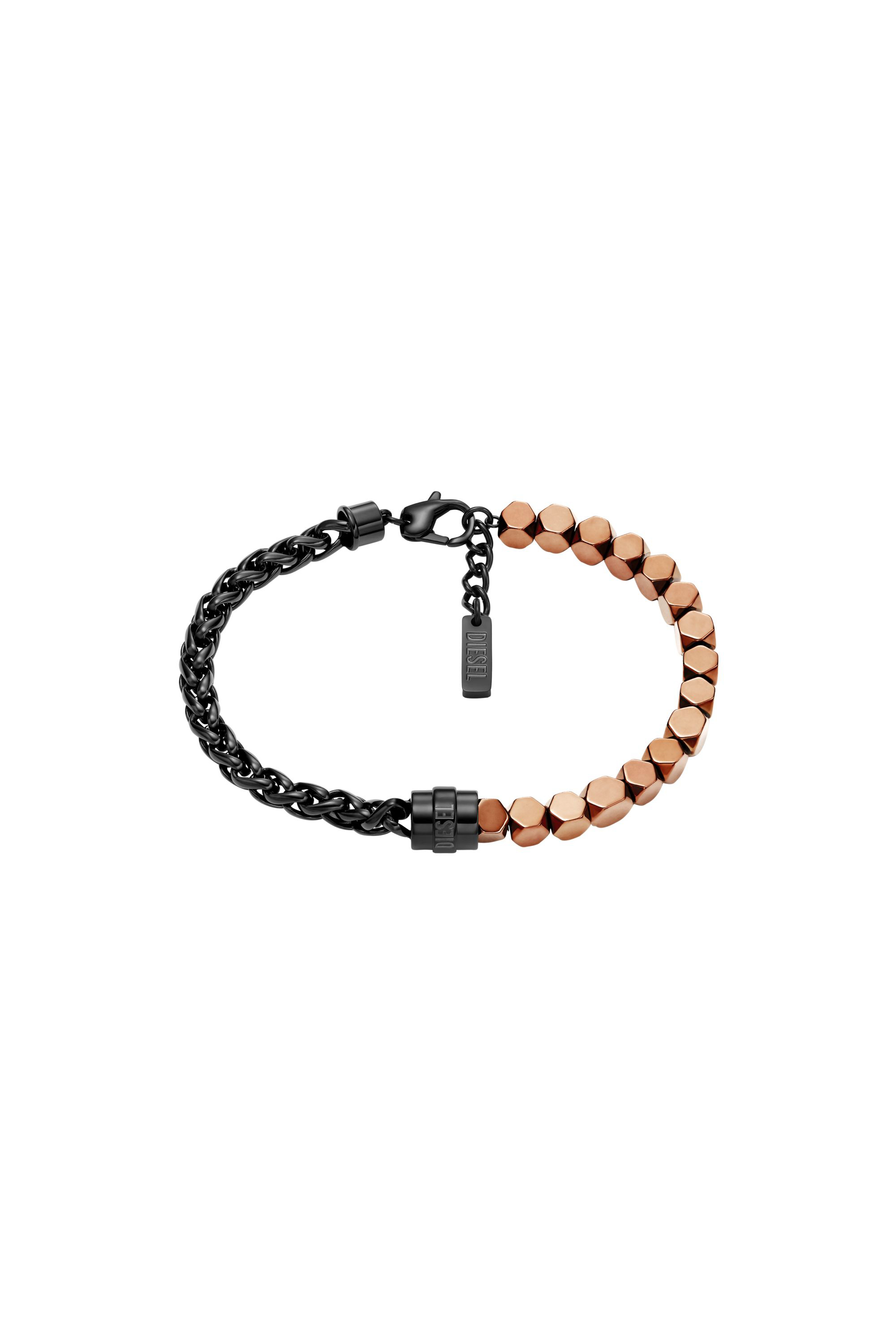 Diesel - DX1648931 JEWELLERY, Unisex's Stainless steel and hematite beaded bracelet in Black/Bronze - 1