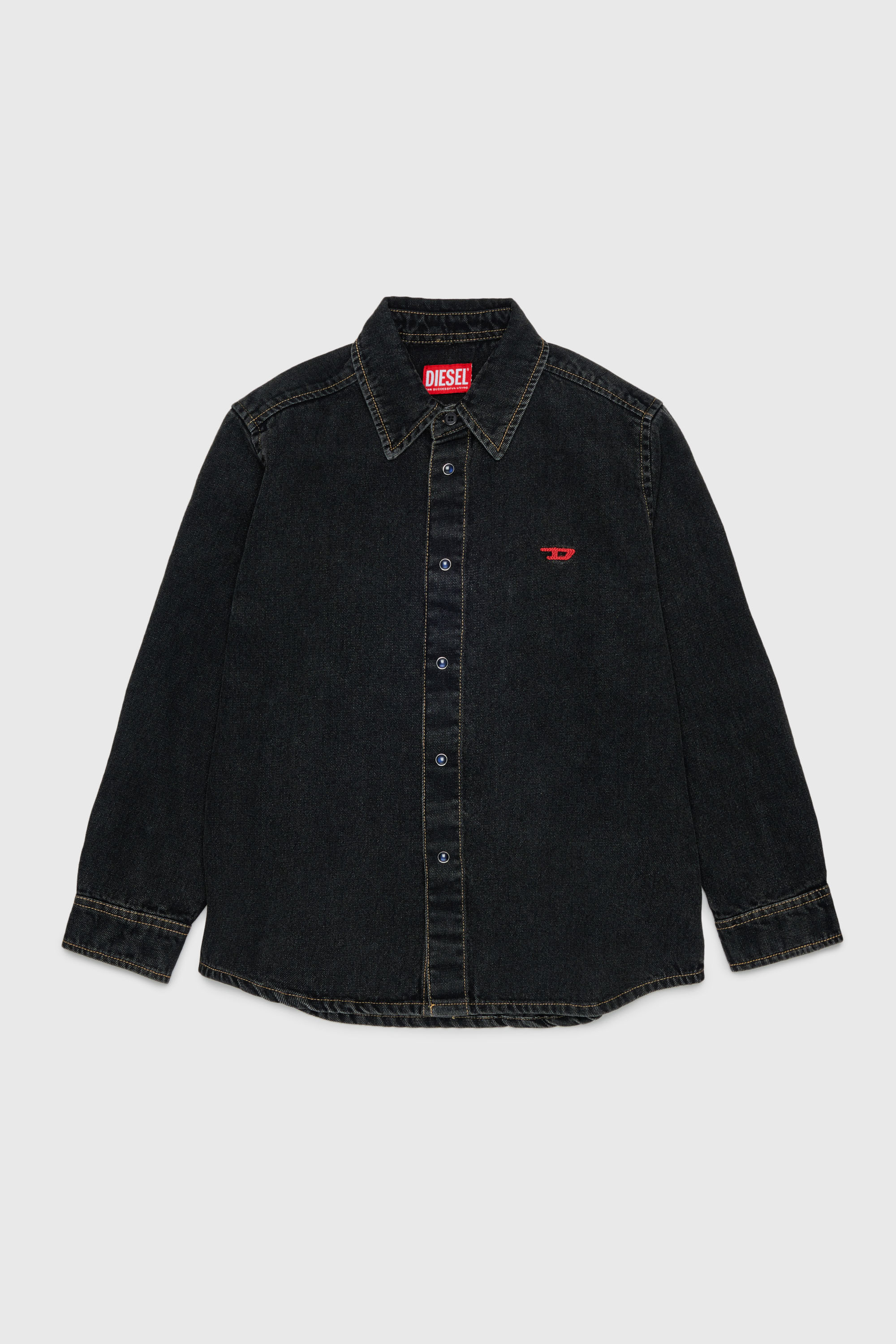 Denim shirt with D logo embroidery