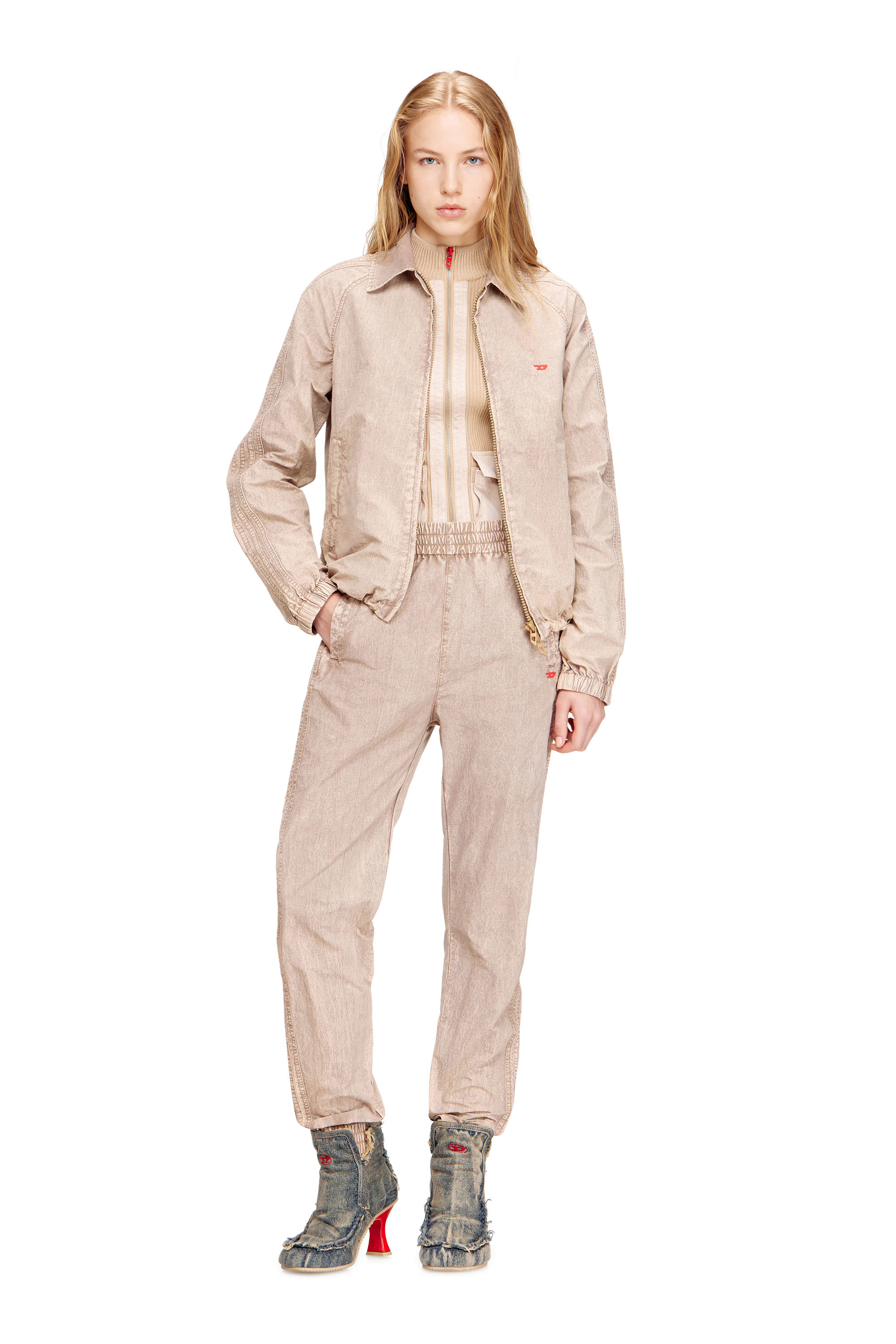 Diesel - J-FENIC-AG, Unisex's Taslan jacket with striped sleeves in null - 2