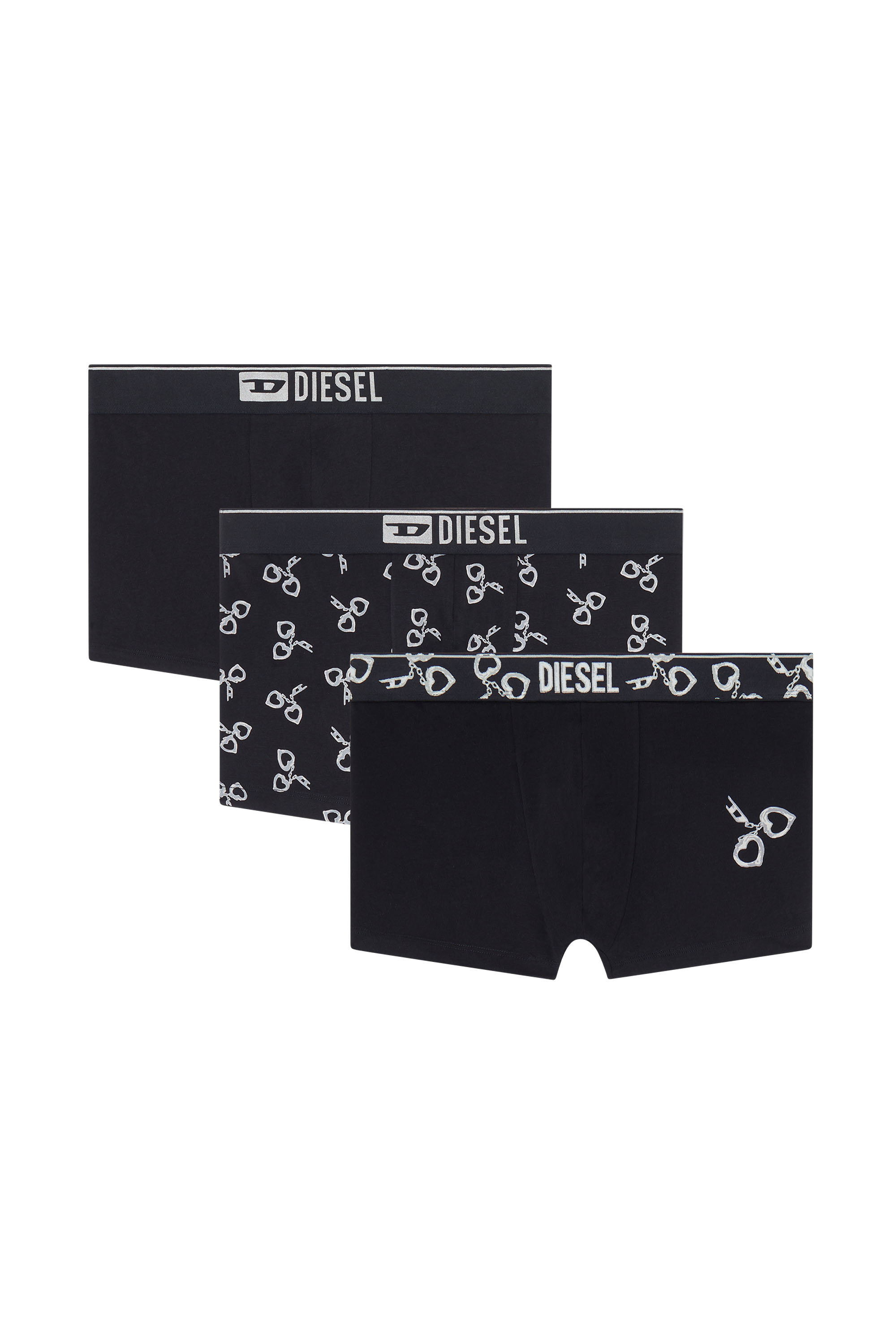 Diesel - DAMIEN-GFT-3PACK, Man's Three-pack boxer briefs with handcuff motif in Black - 2