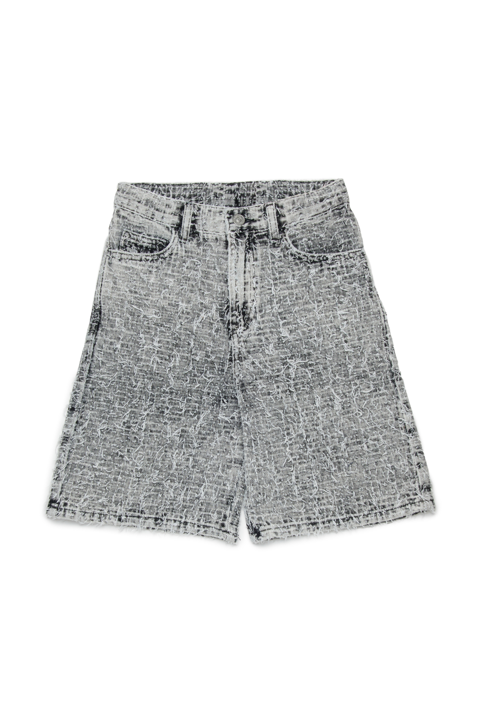 Diesel - D-ARGJX-SHORT-J, Woman's Denim shorts with textured finish in Grey - 1