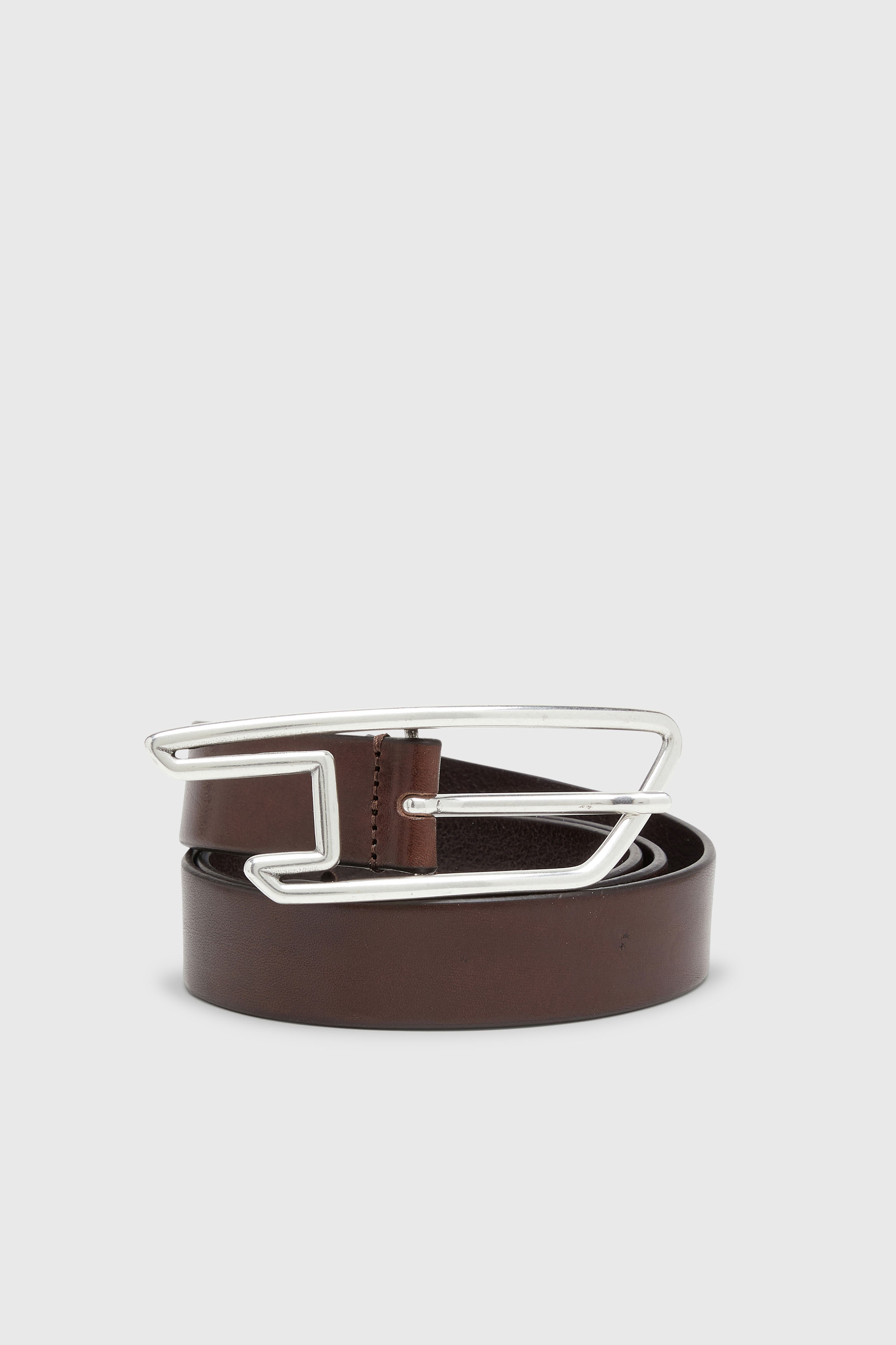 Diesel - B-D LINE 30, Unisex's 3cm leather belt with D-logo buckle in Brown - 3