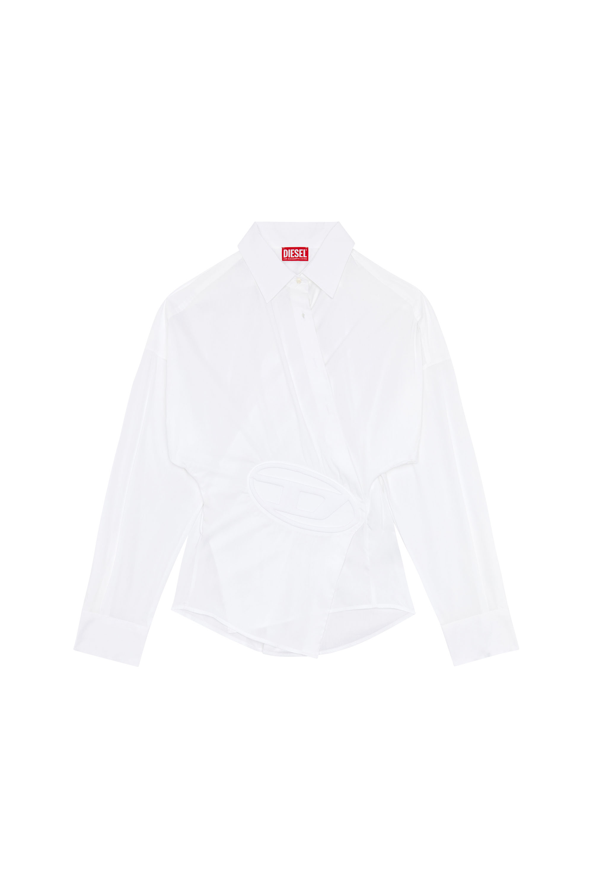 Diesel - C-SIZ-N1, Woman Wrap shirt with embossed logo in White - Image 3
