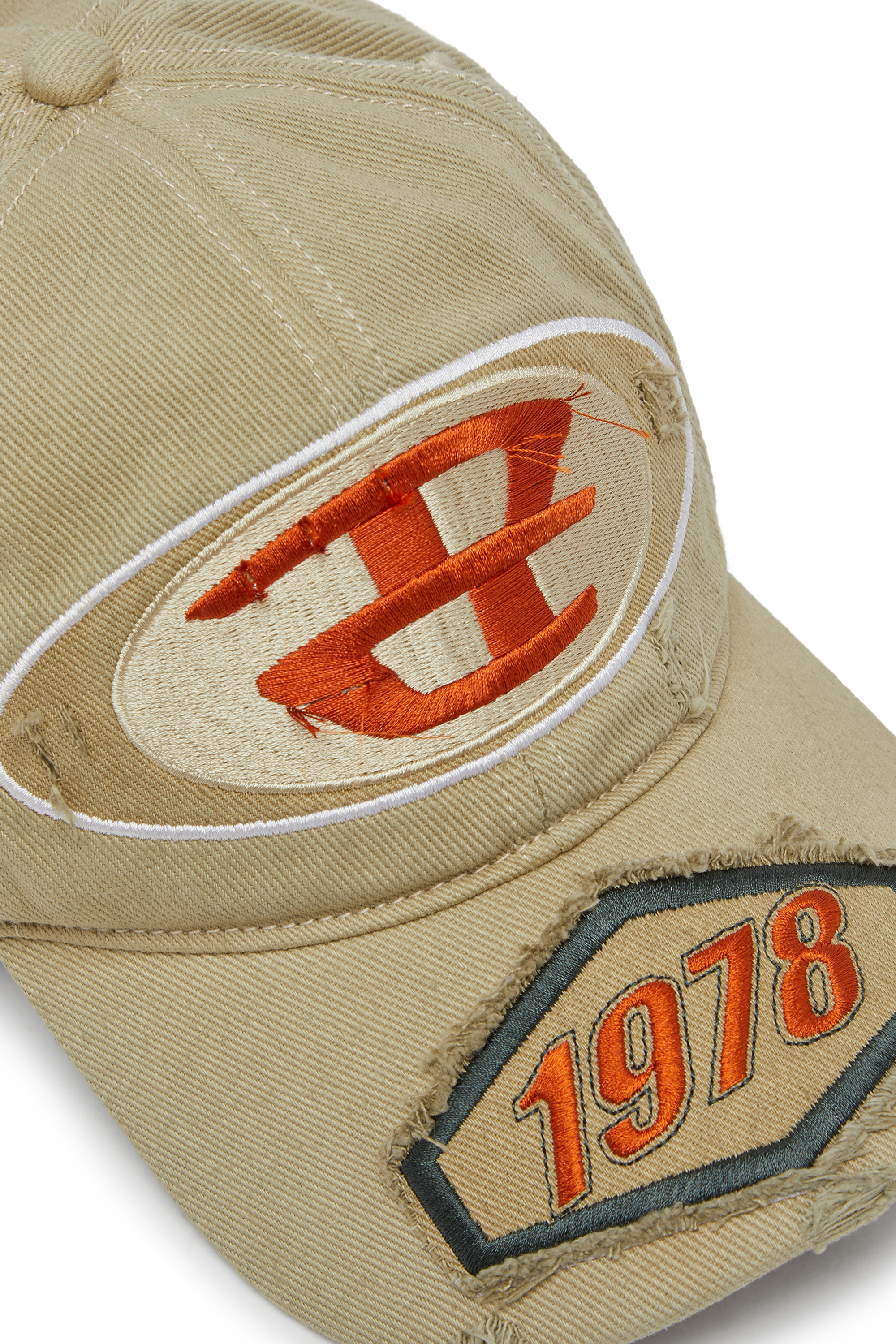 Diesel - C-BRAFF, Man's Baseball cap with embroidered patches in Light Brown - 3