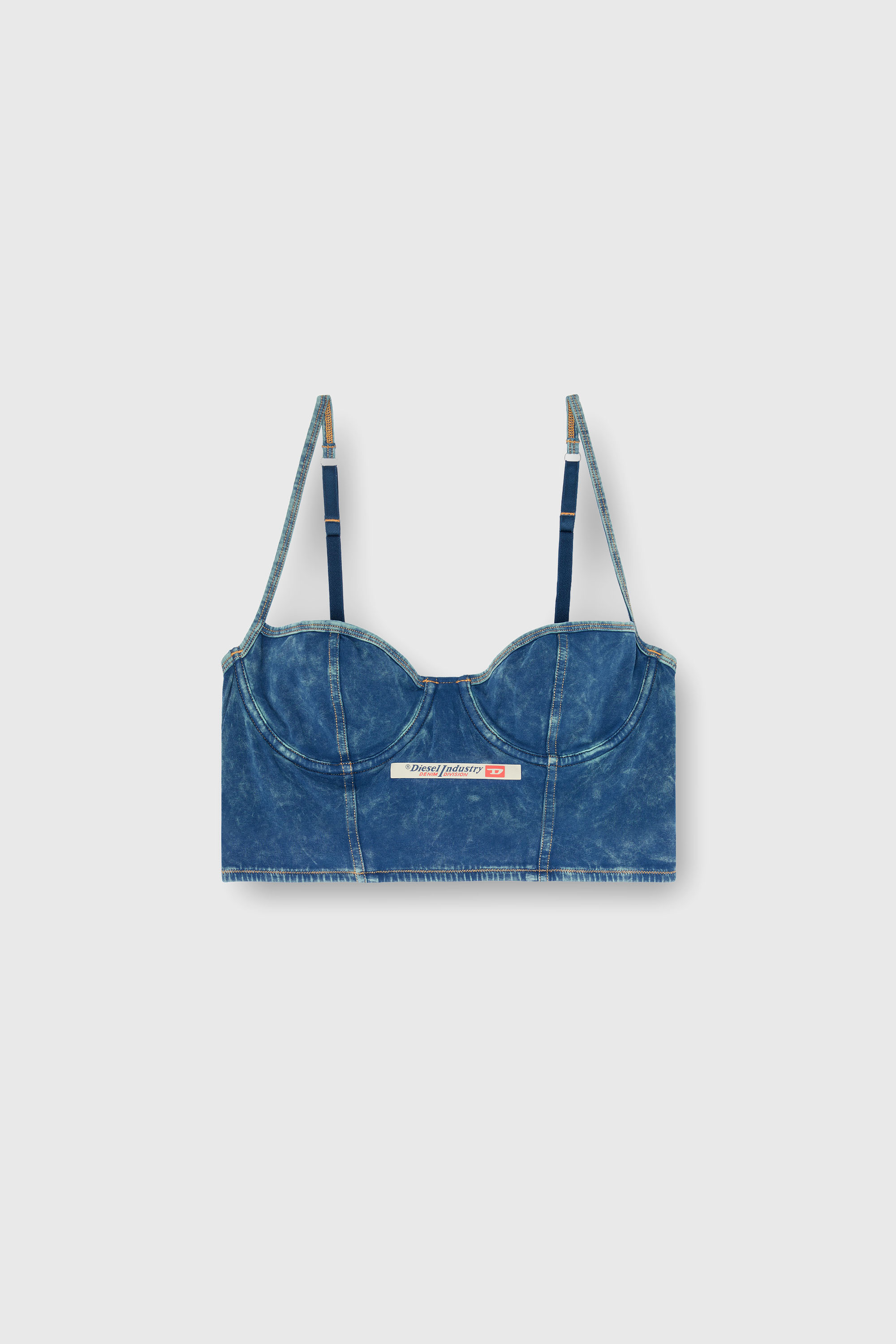 Diesel - SHEILA-DNM, Woman's Bustier top in denim-effect cotton in Blue - 6