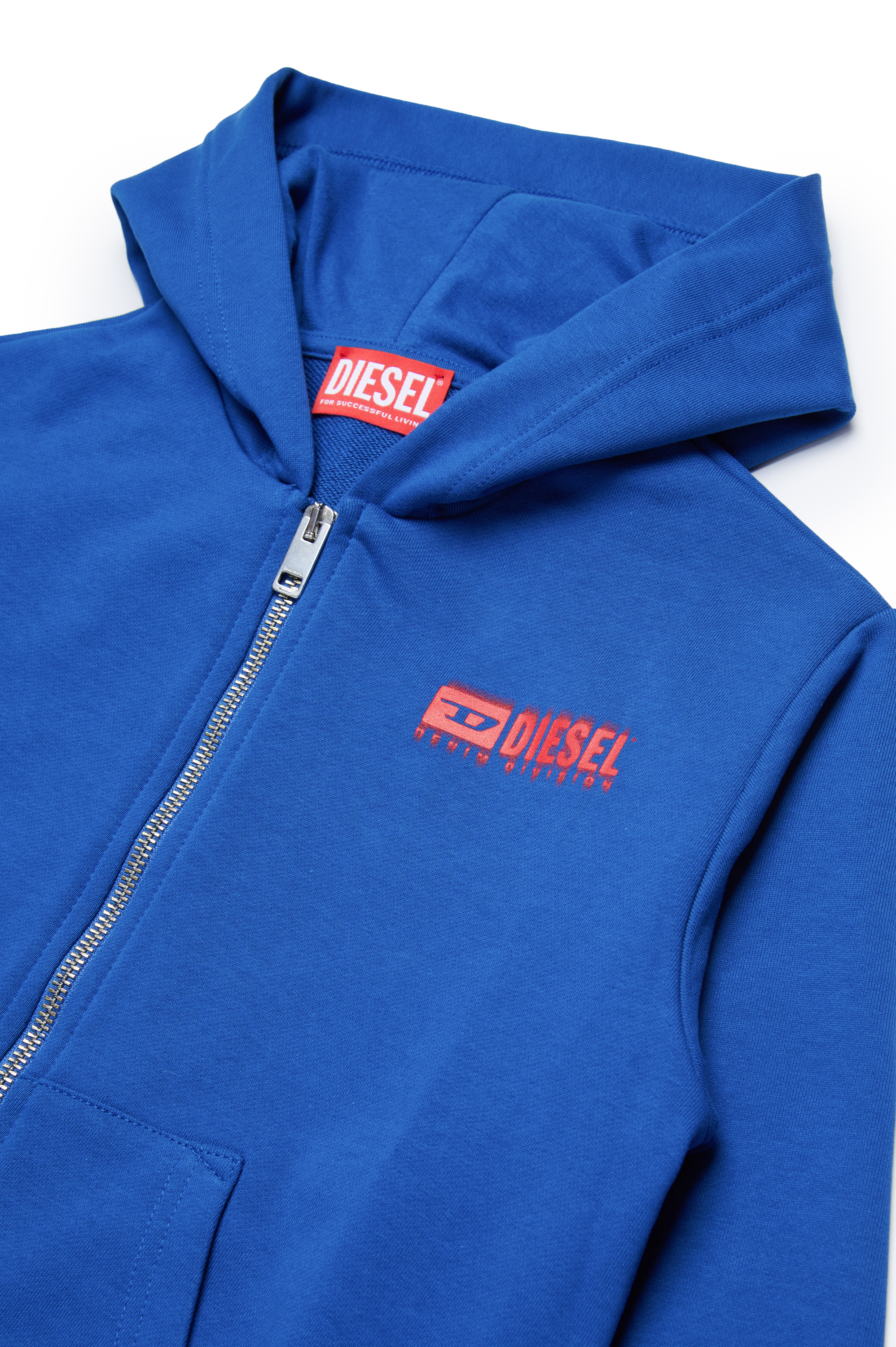Diesel - SVOUGZIP OVER, Man Zip-up hoodie with smudged logo in Blue - Image 3