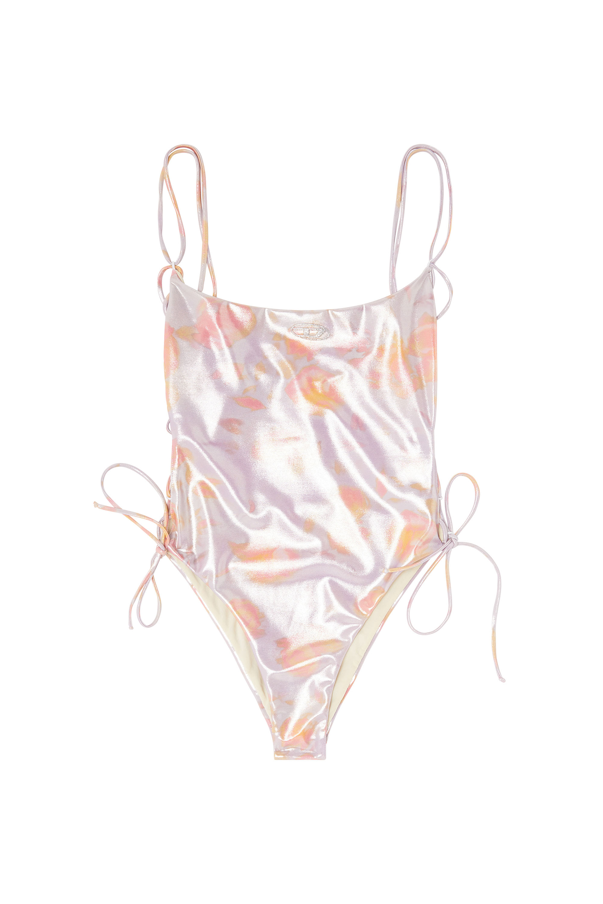 Diesel - REGAN-UTLT, Woman's Floral metallic lace-up swimsuit in Lilac - 4