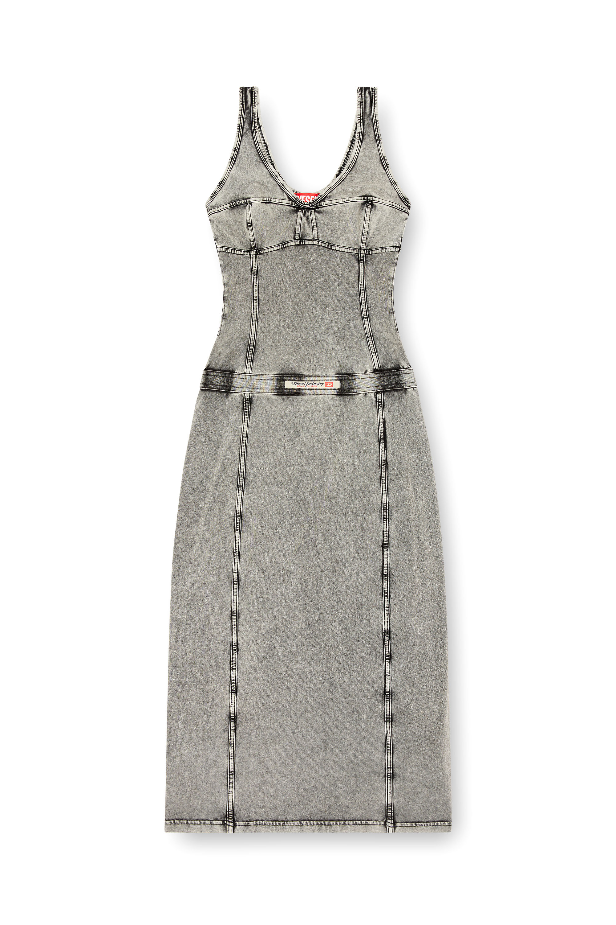 Diesel - D-INNY, Woman's Sleeveless midi dress with denim effect in Grey - 2