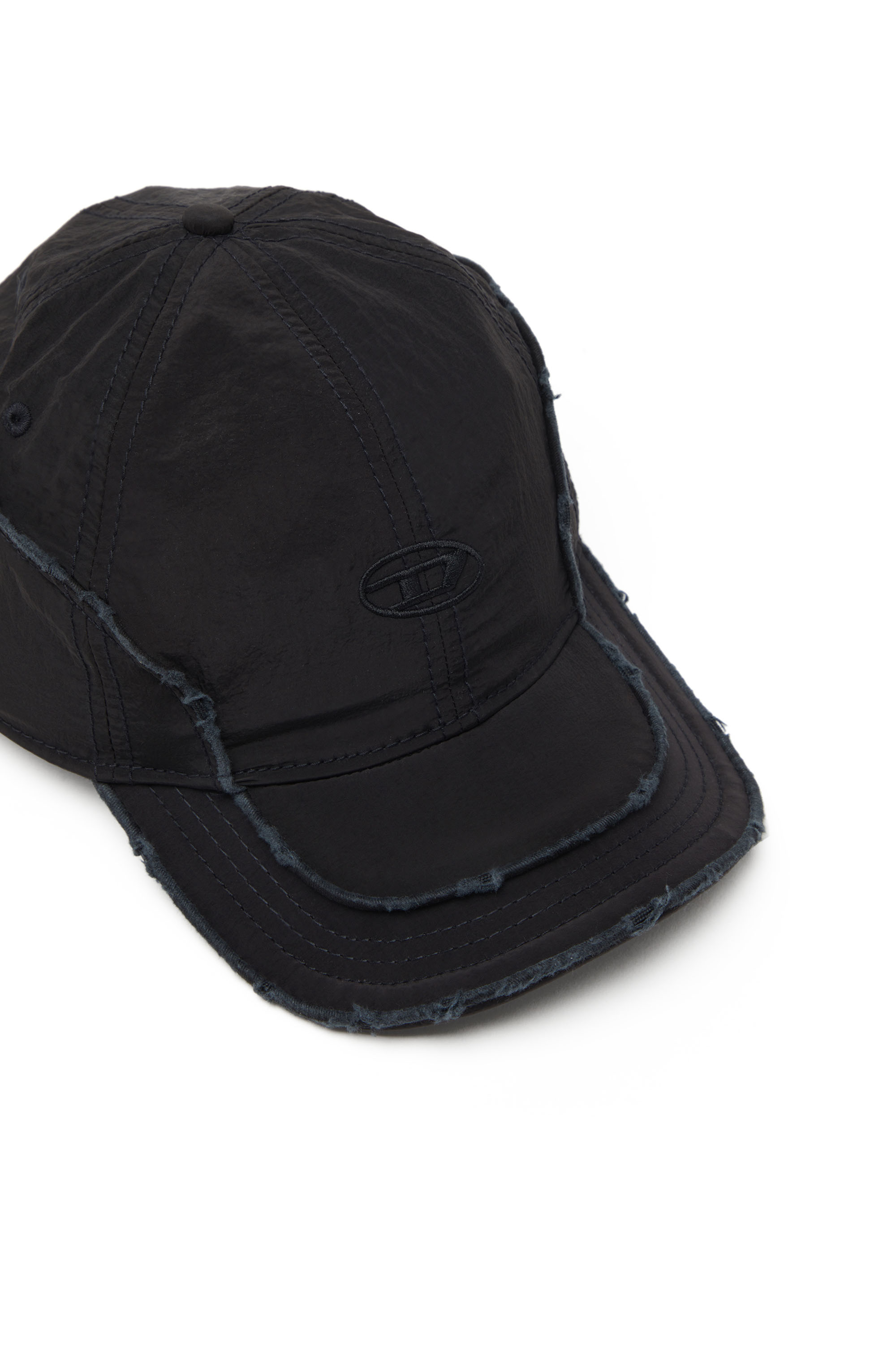 Diesel - C-ONNOR, Man's Crinkled nylon baseball cap with tonal D in Black - 3