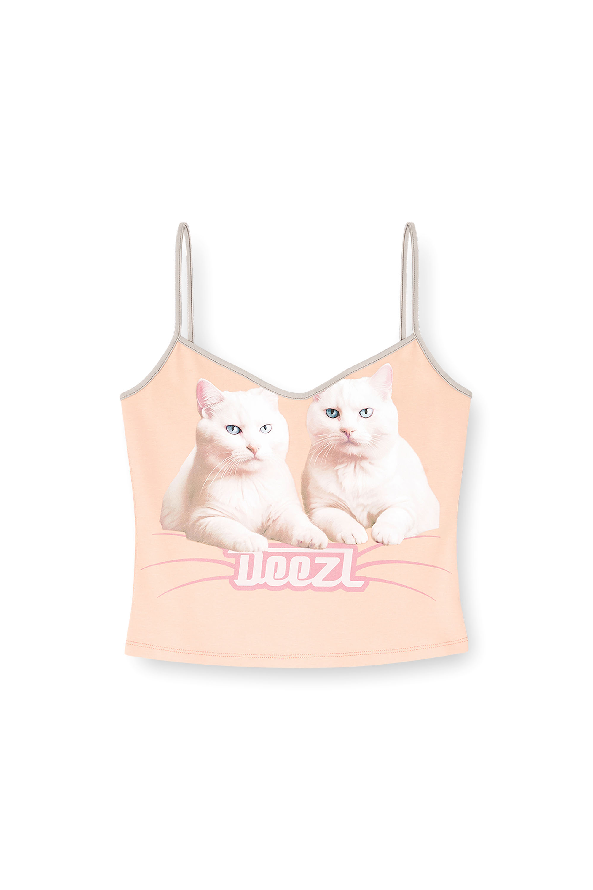 Diesel - T-TOP-R2, Woman's Cotton top with thin straps in Pink - 2