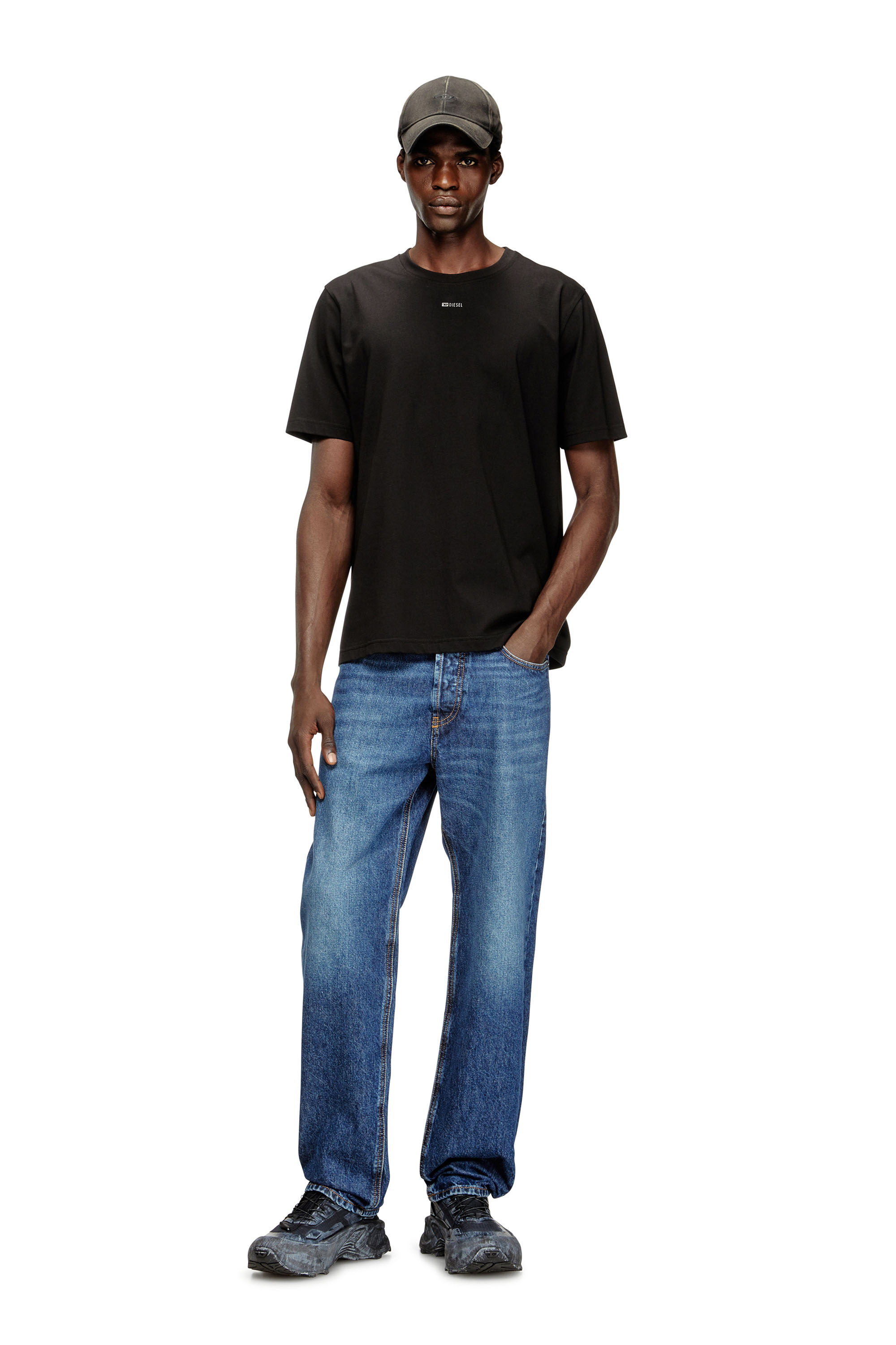 Diesel - T-ADJUST-V6, Man's T-shirt with micro metal logo in Black - 2