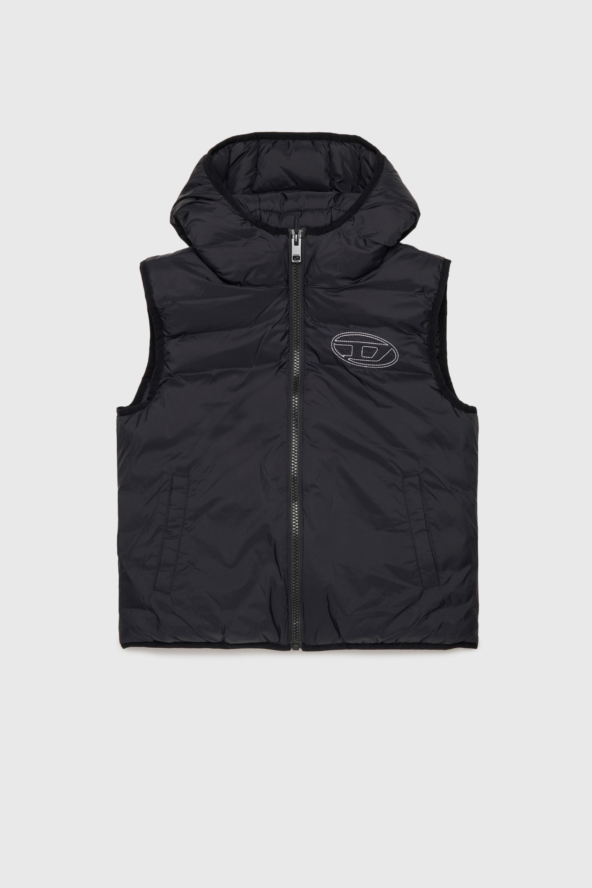 Hooded vest in padded nylon