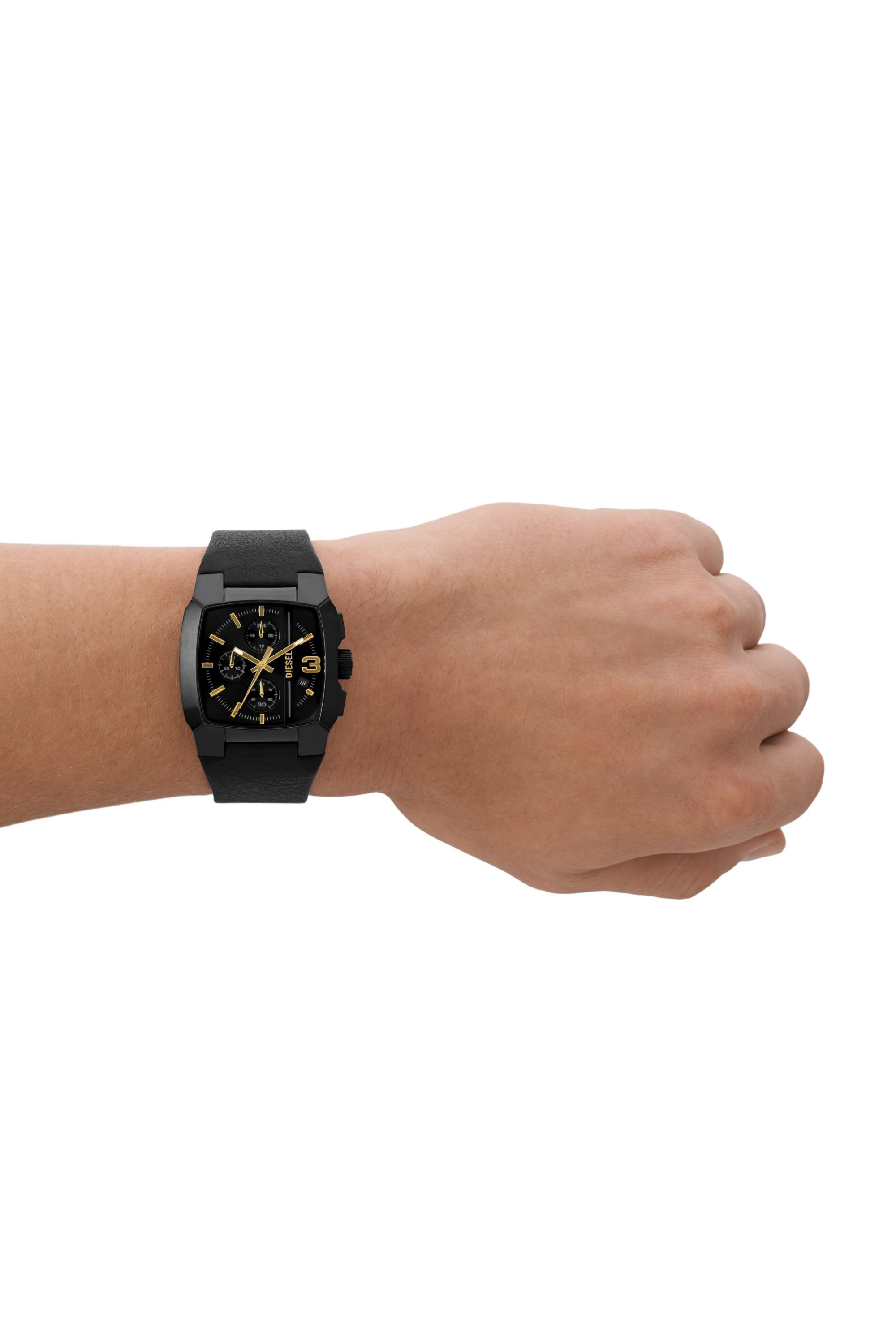 Diesel - DZ4645, Man Cliffhanger chronograph black leather watch in Black - Image 4