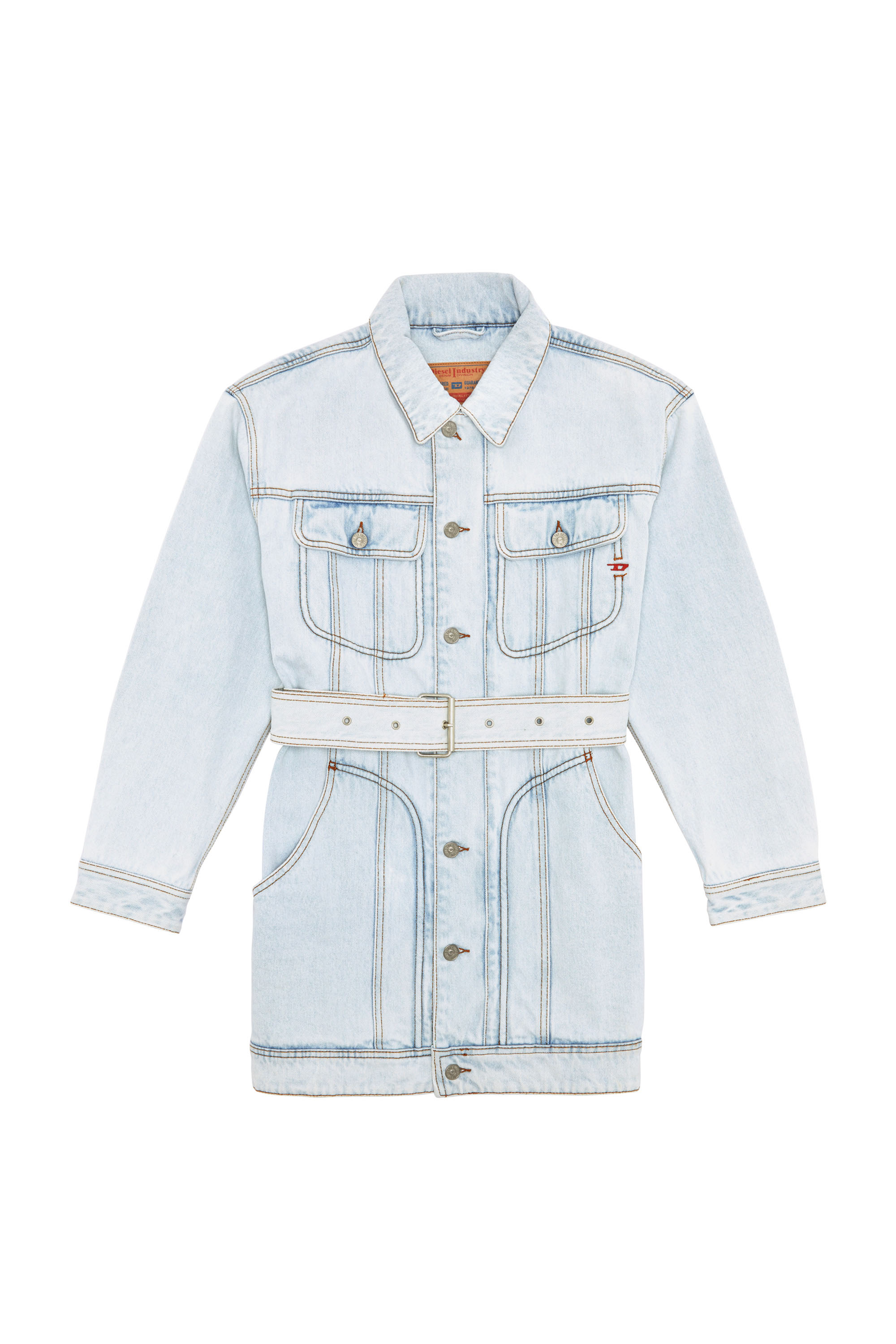 Diesel - DE-FLAMINIA TRUCKER COAT, Woman's Trucker coat in Light Blue - 2