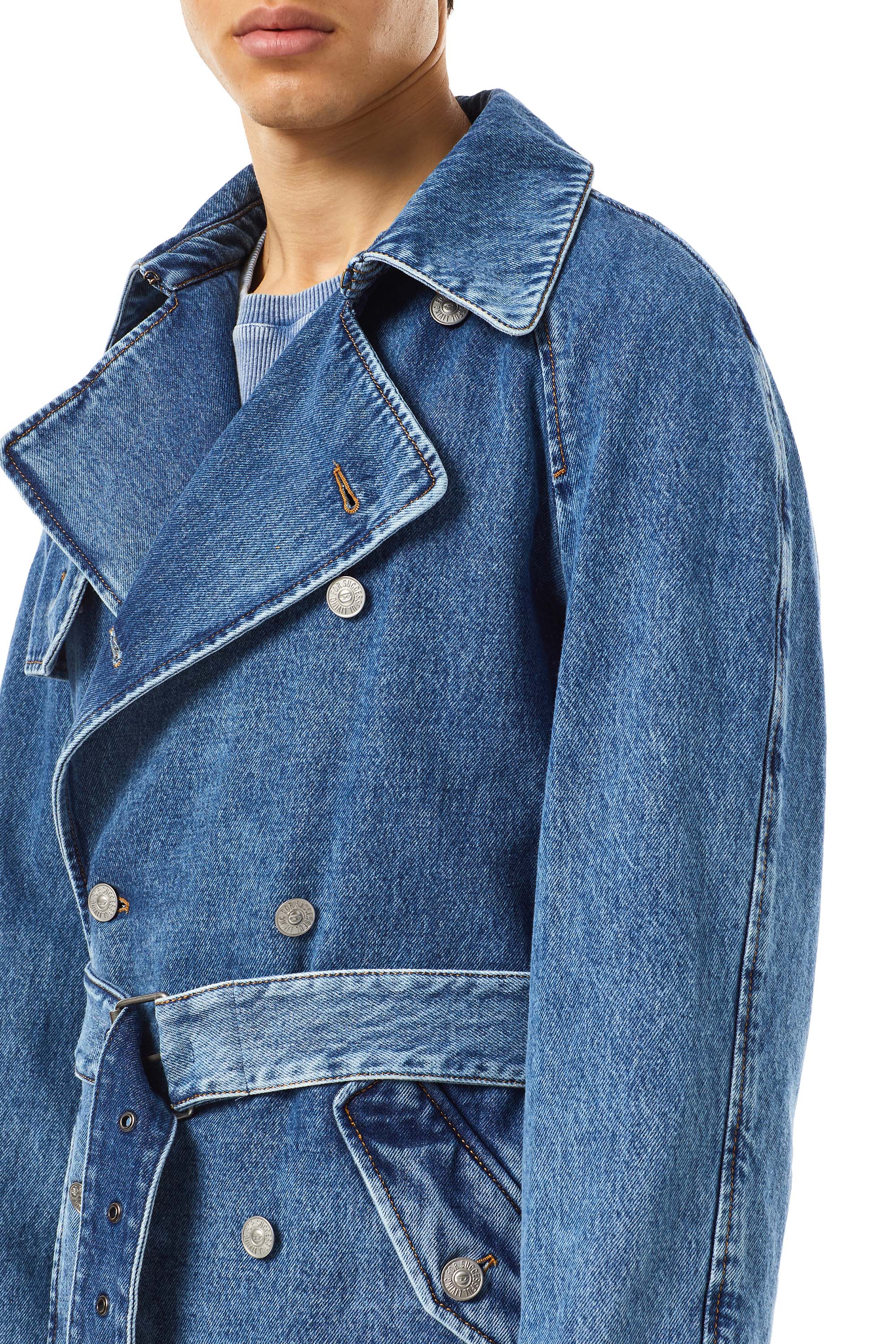 Diesel - D-DELIRIOUS DOUBLE BREASTED TRENCH COAT, Medium blue - Image 5