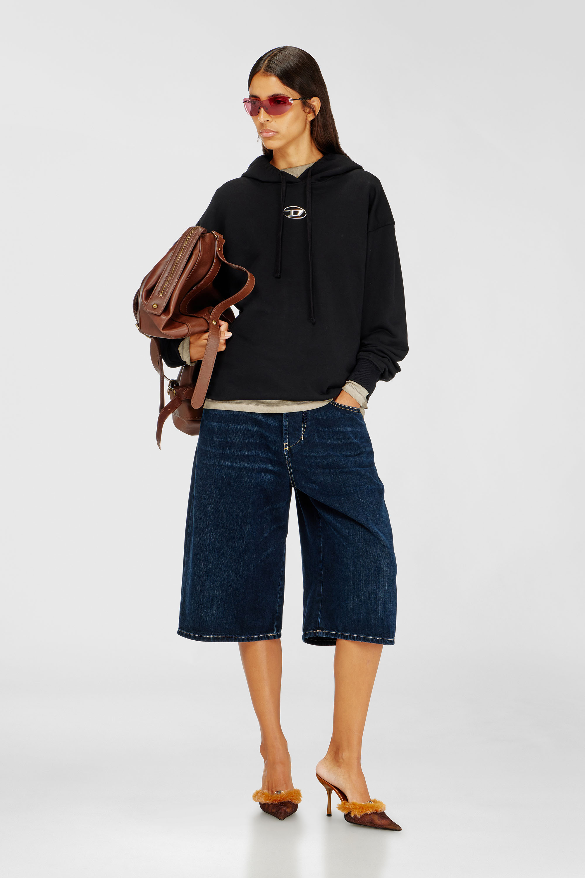 Hoodie with metal-effect Oval D logo