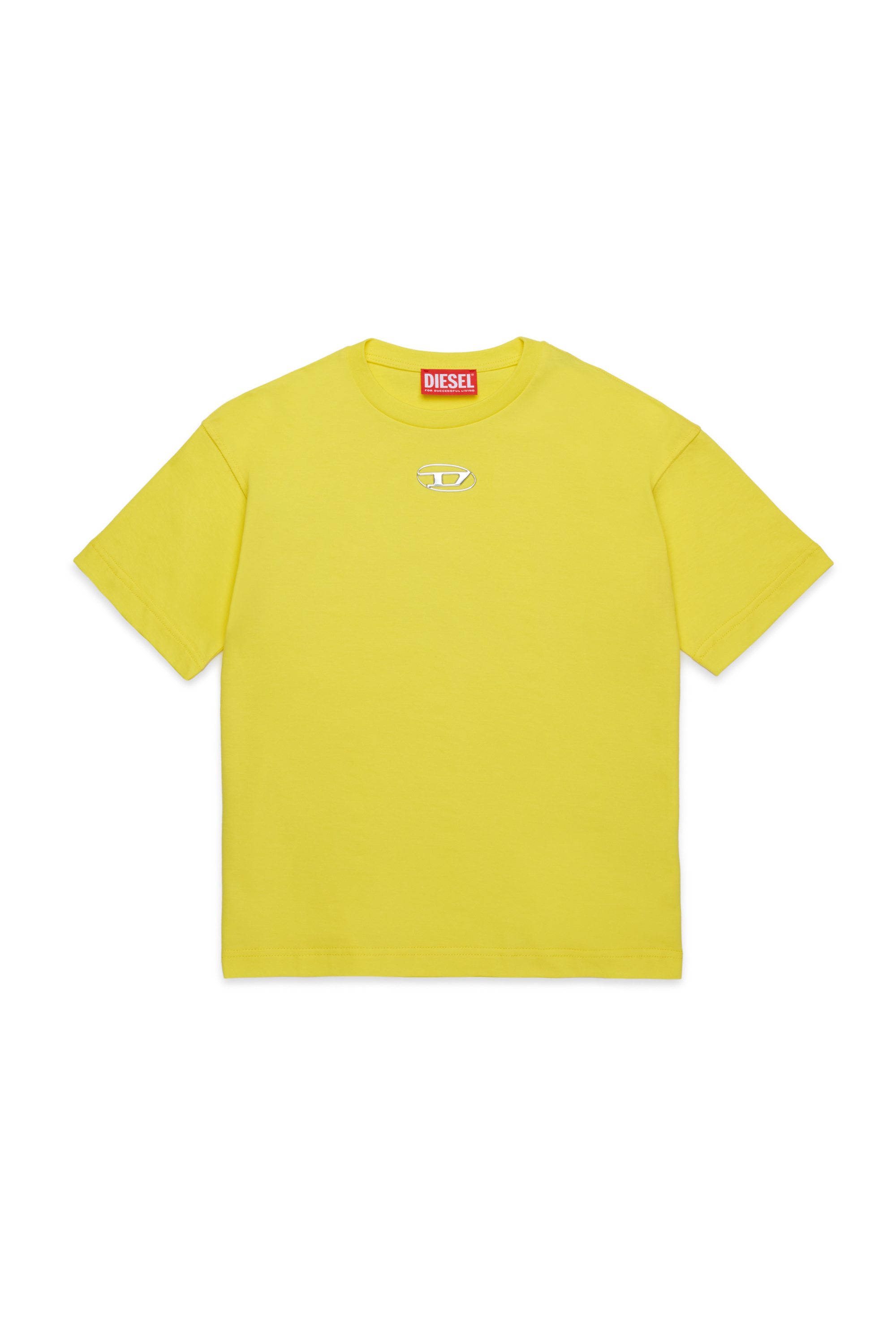 Diesel - TMARCUS OVER, Man's T-shirt with metallic Oval D in Yellow - 1