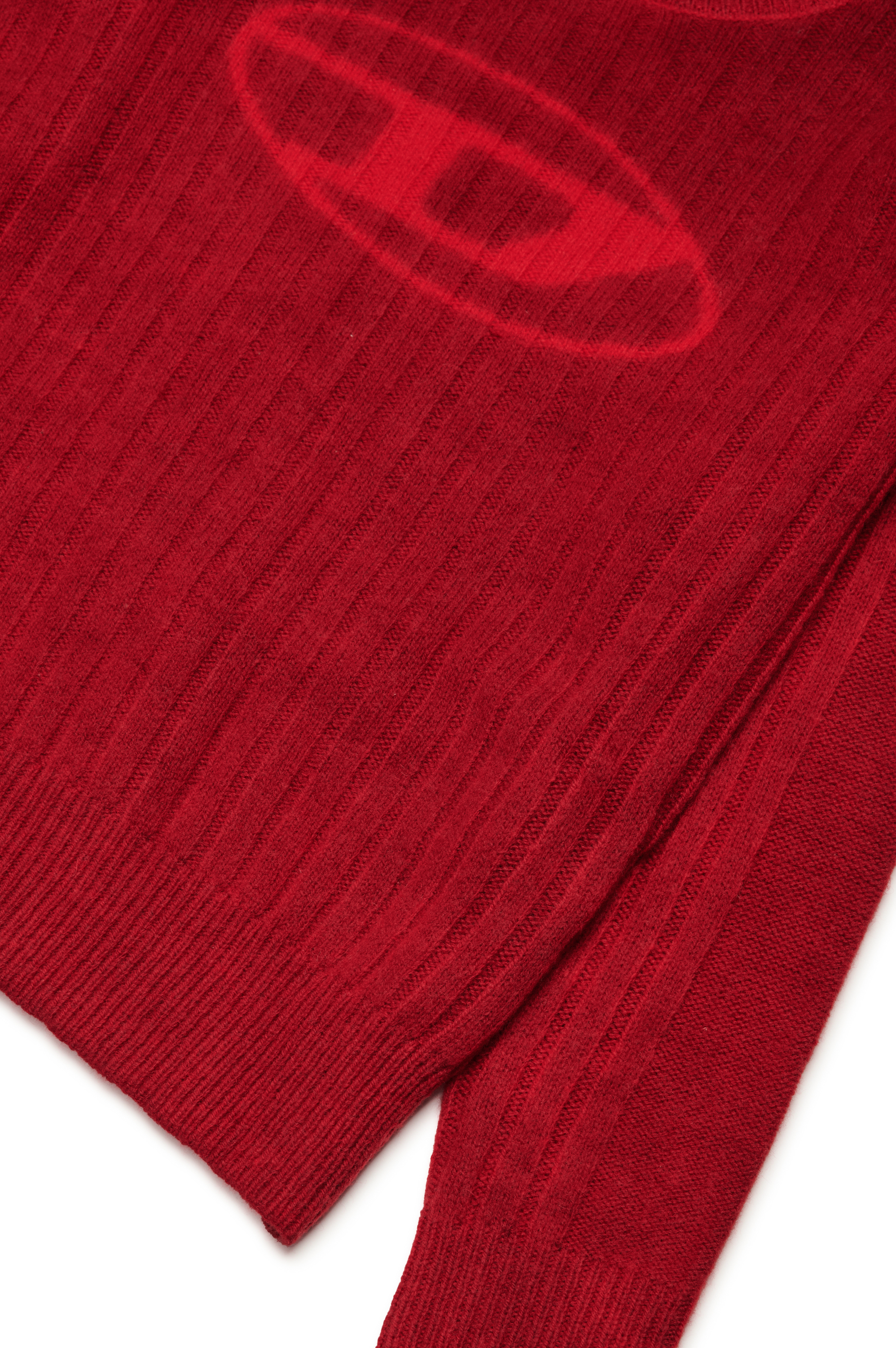 Diesel - KANDELEROD, Man Treated jumper with Oval D logo in Red - Image 3
