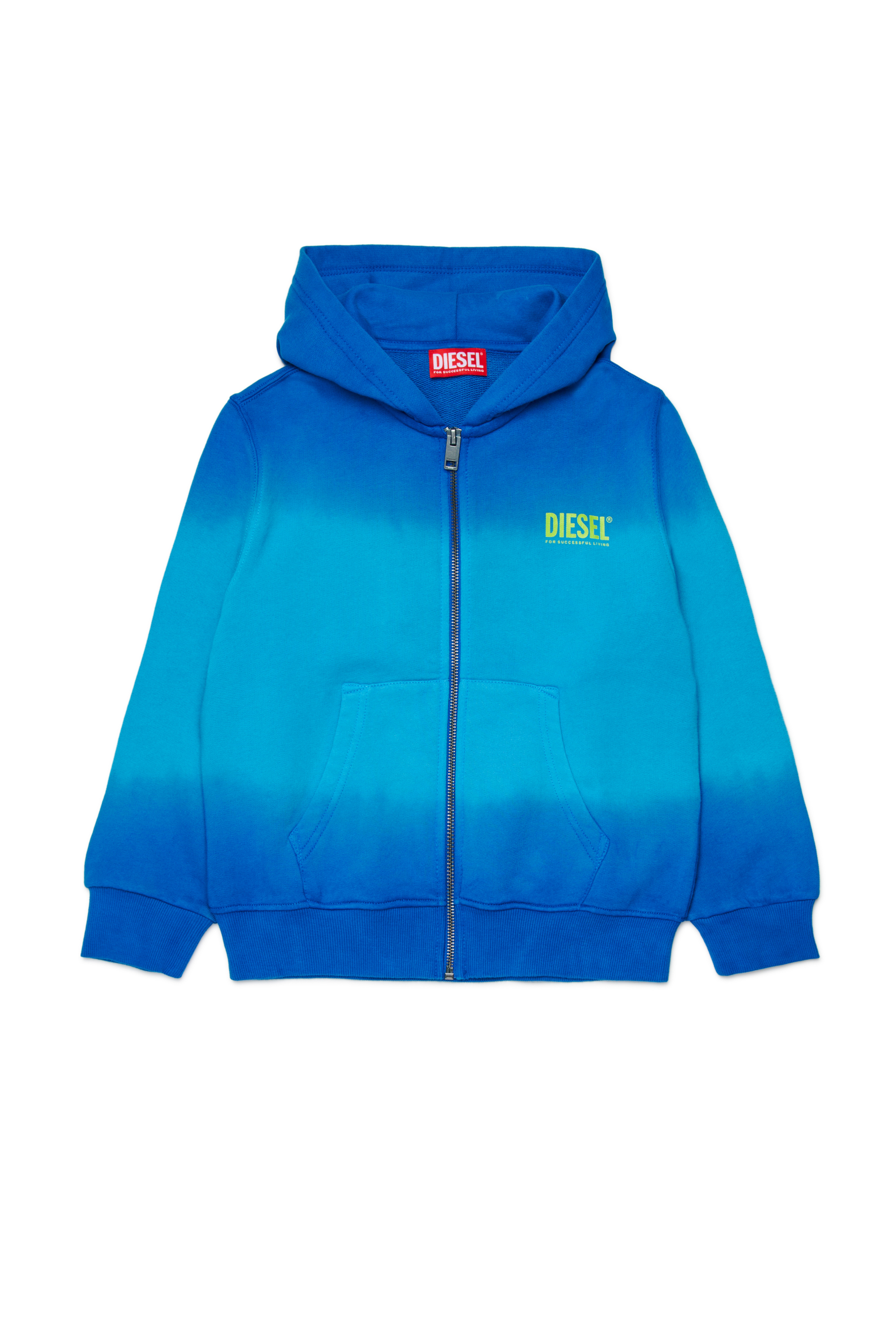 Diesel - SHADE OVER, Man's Gradient hoodie with logo print in Blue - 1