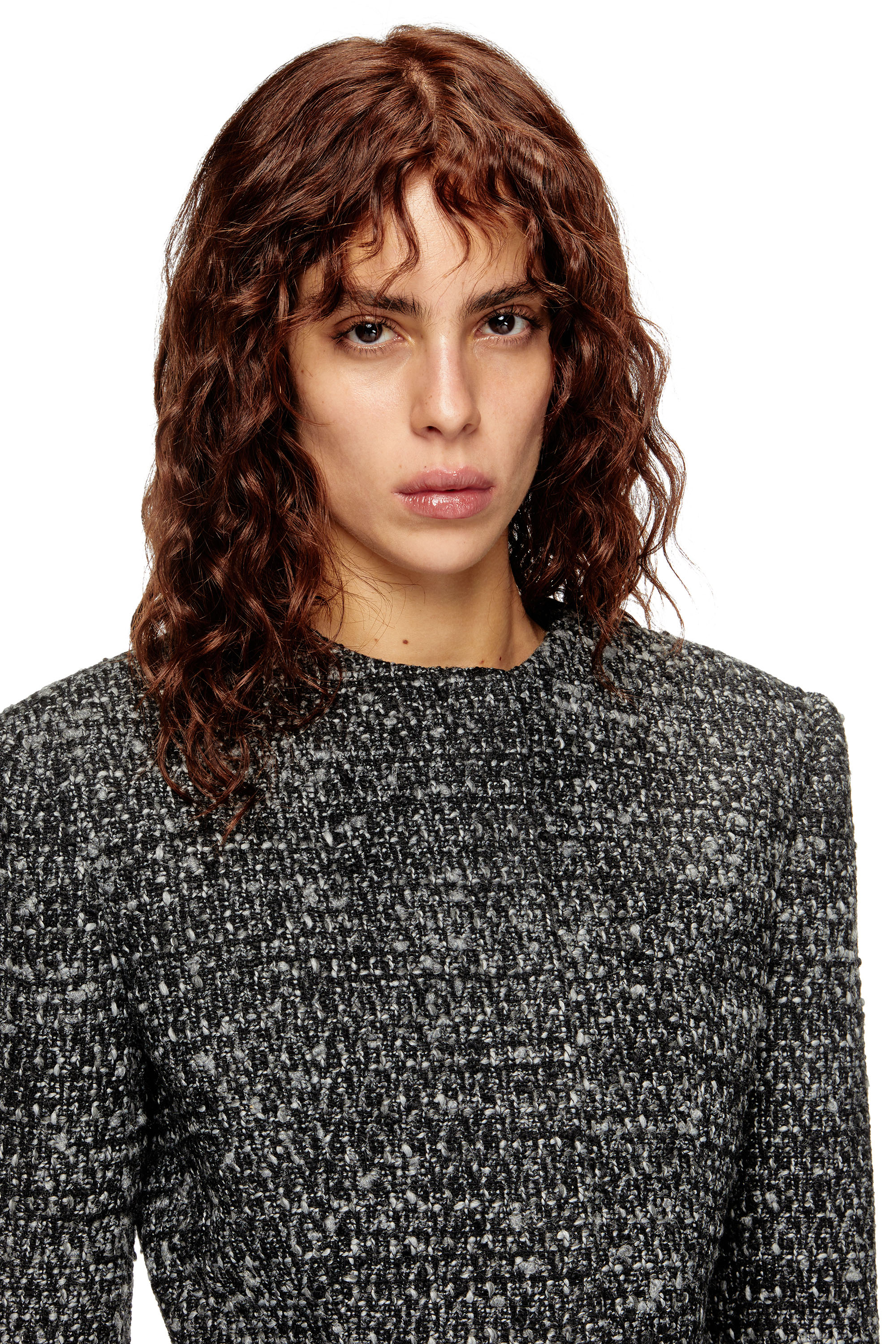 Diesel - G-CROP-G, Woman's Cropped jacket in bouclé fabric in Black - 5