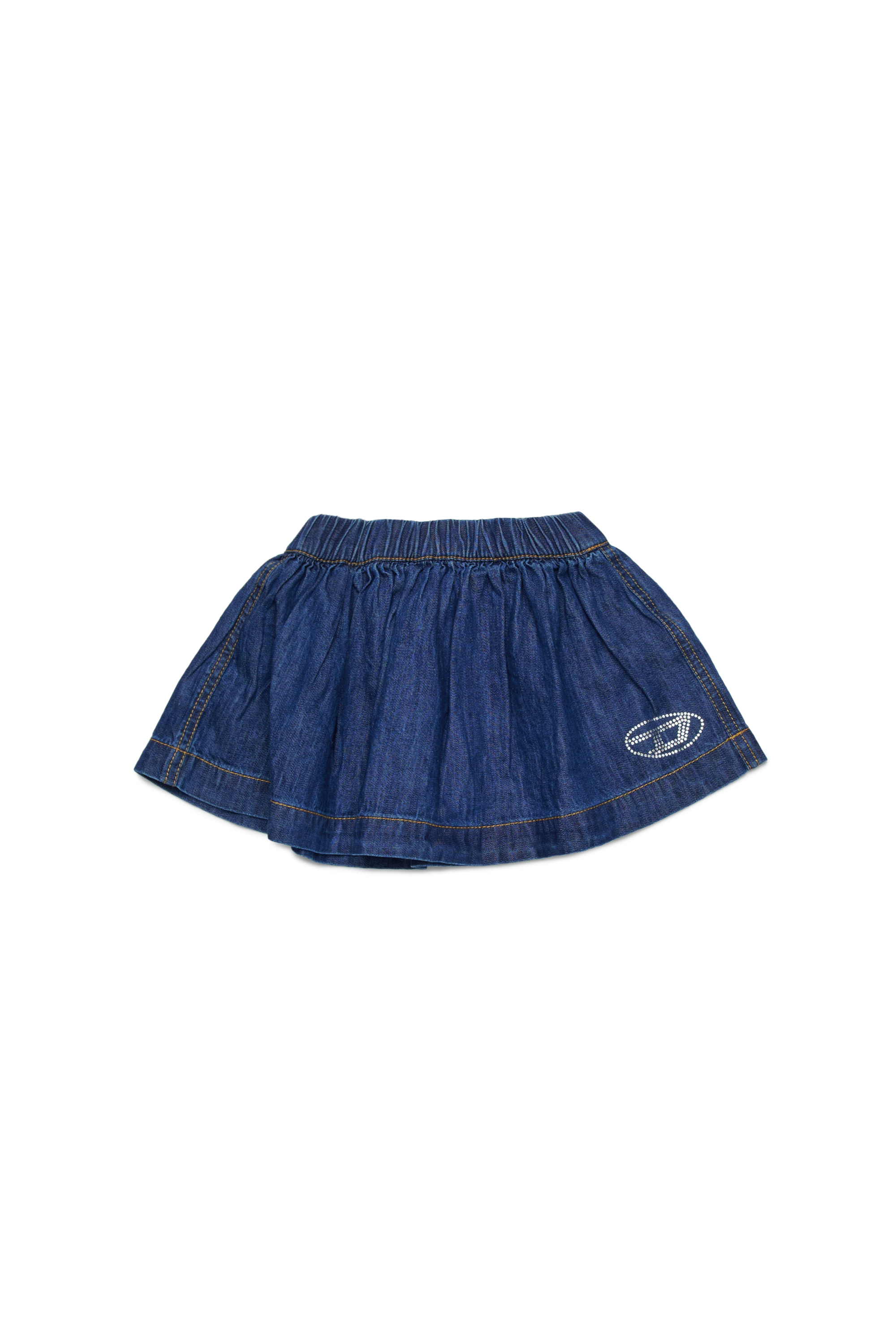 Diesel - GIPYB, Woman Denim skirt with crystal Oval D logo in Blue - Image 1