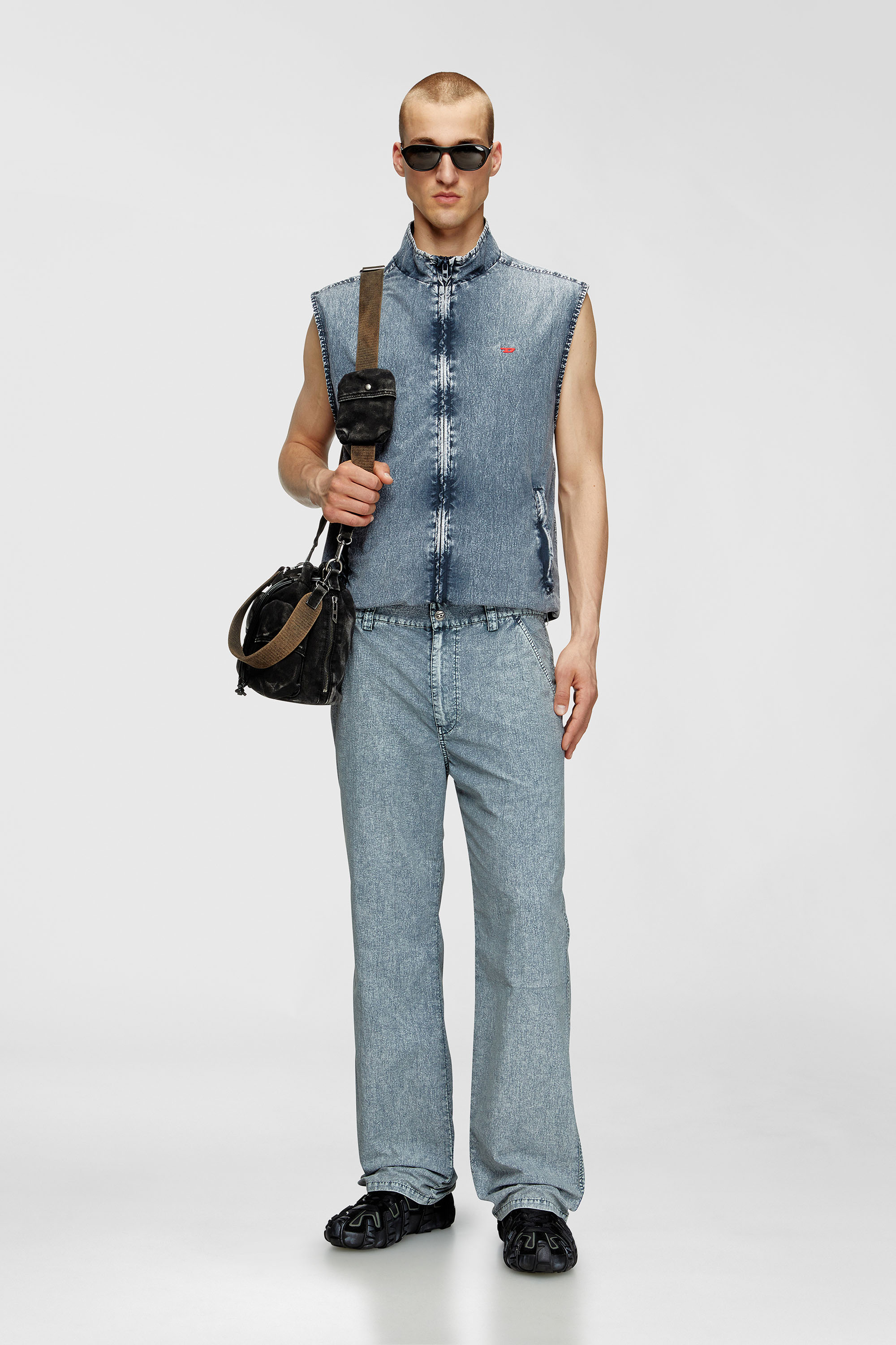 Diesel - J-ERB, Man's Vest in recycled nylon taslan in Medium blue - 2