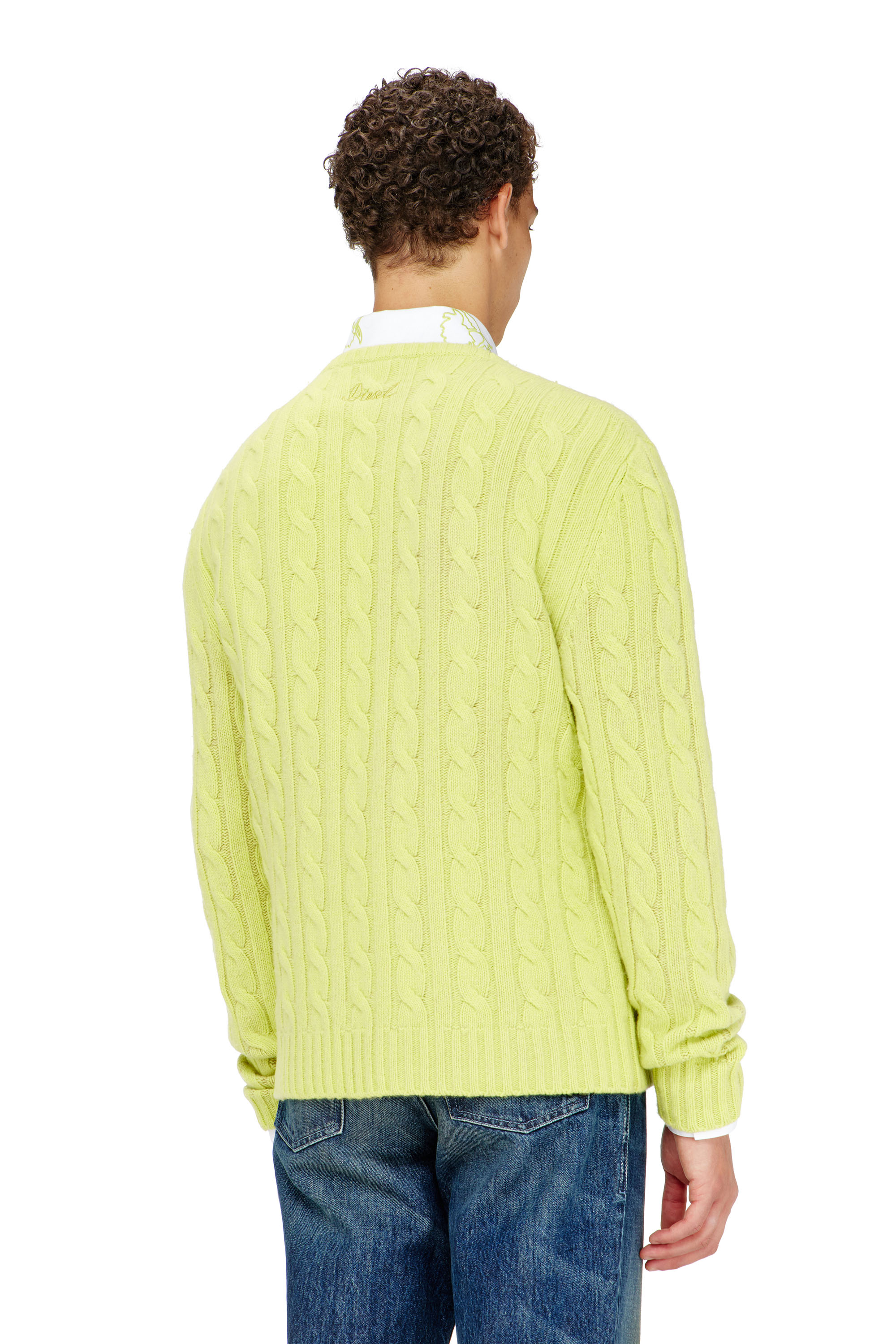 Diesel - K-RINO, Man's Open-front cardigan in floral cable knit in null - 3