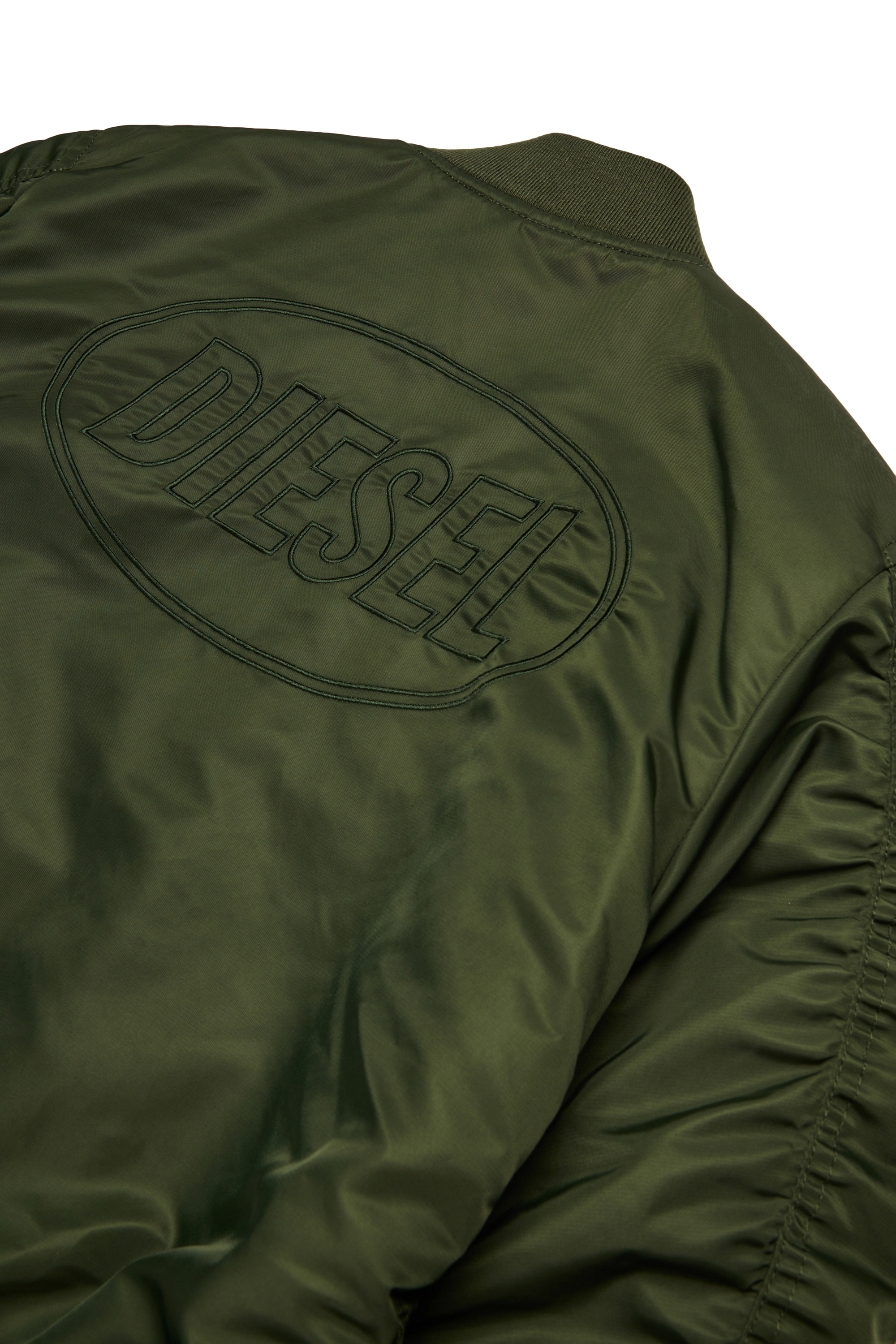 Diesel - JHELD, Man's Nylon bomber jacket with embroidered logo in Green - 4