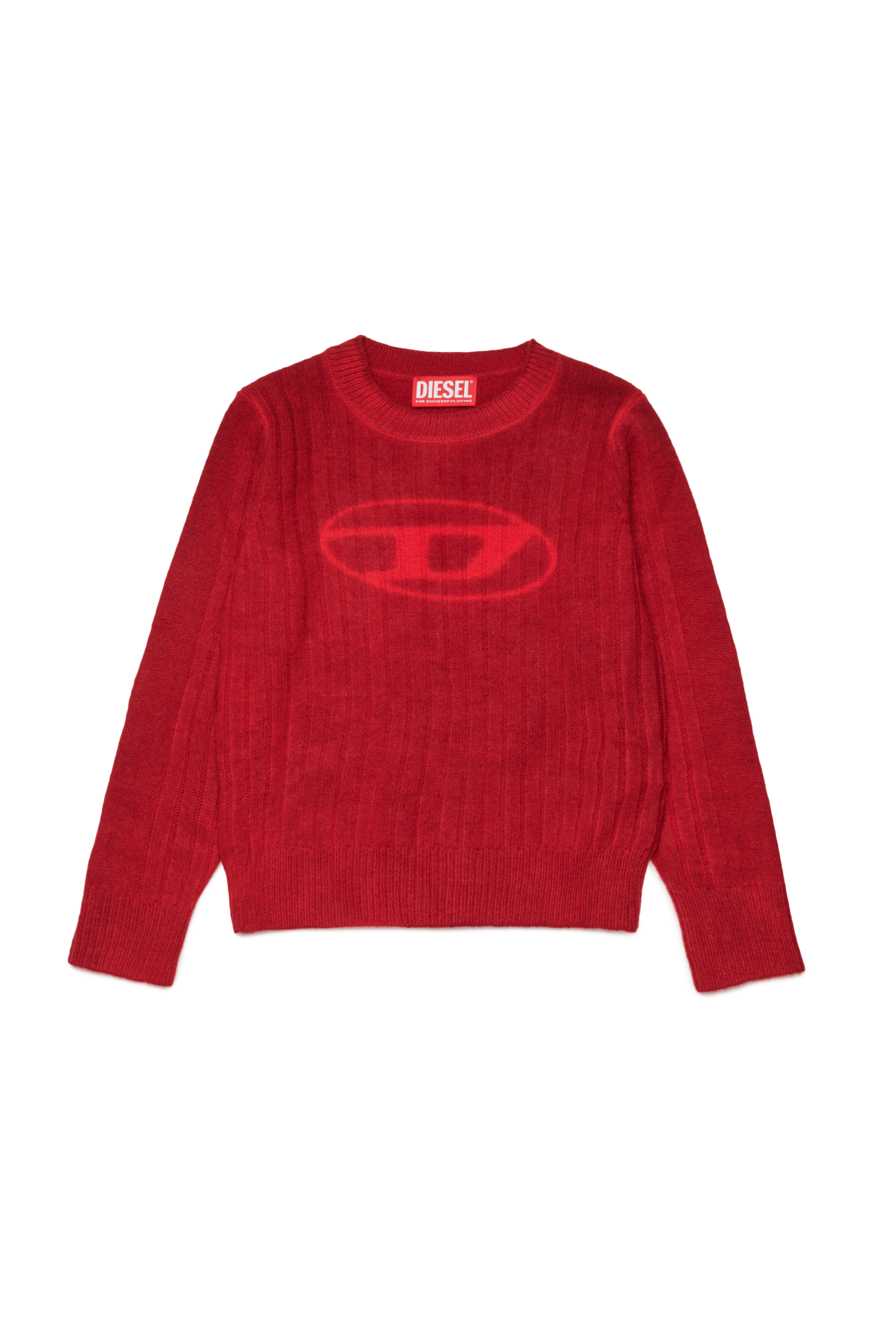 Diesel - KANDELEROD, Man Treated jumper with Oval D logo in Red - Image 1