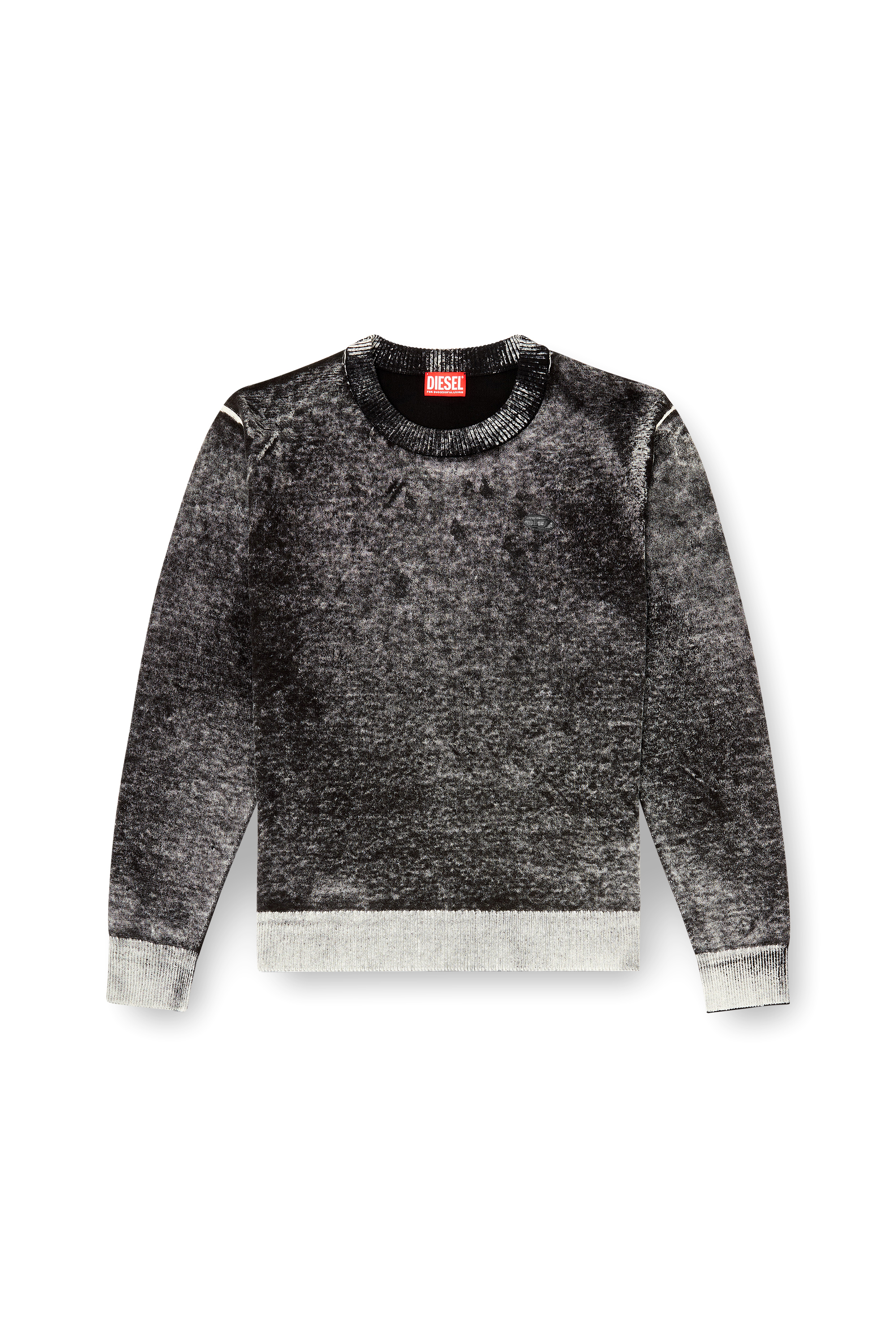Diesel - K-LAURENT, Man's Jumper with faded reverse print in Grey - 3