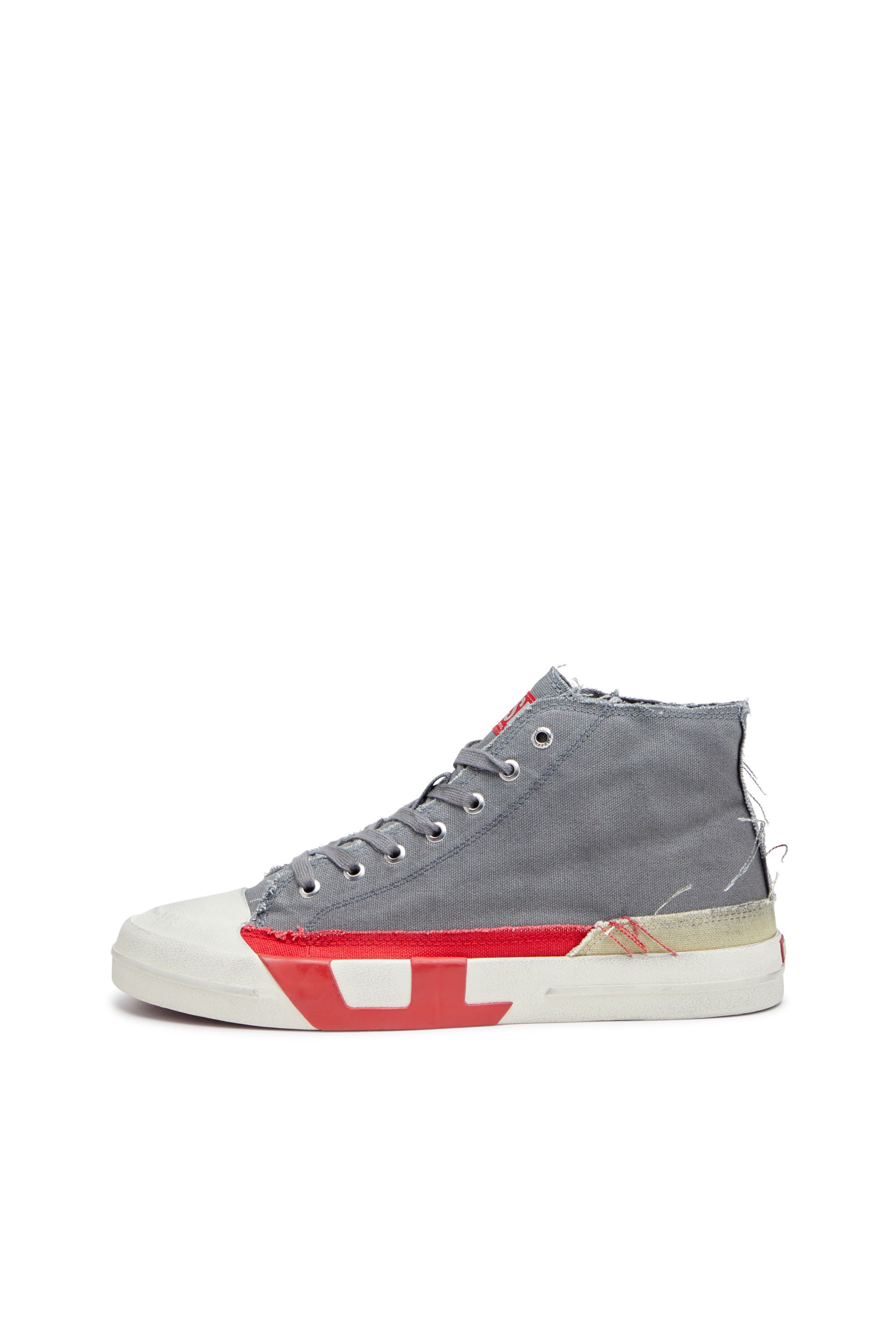 Diesel - S-D-VERSE MID, Man's S-D-Verse-Dirty-effect high-top canvas sneakers in Grey/Red - 7