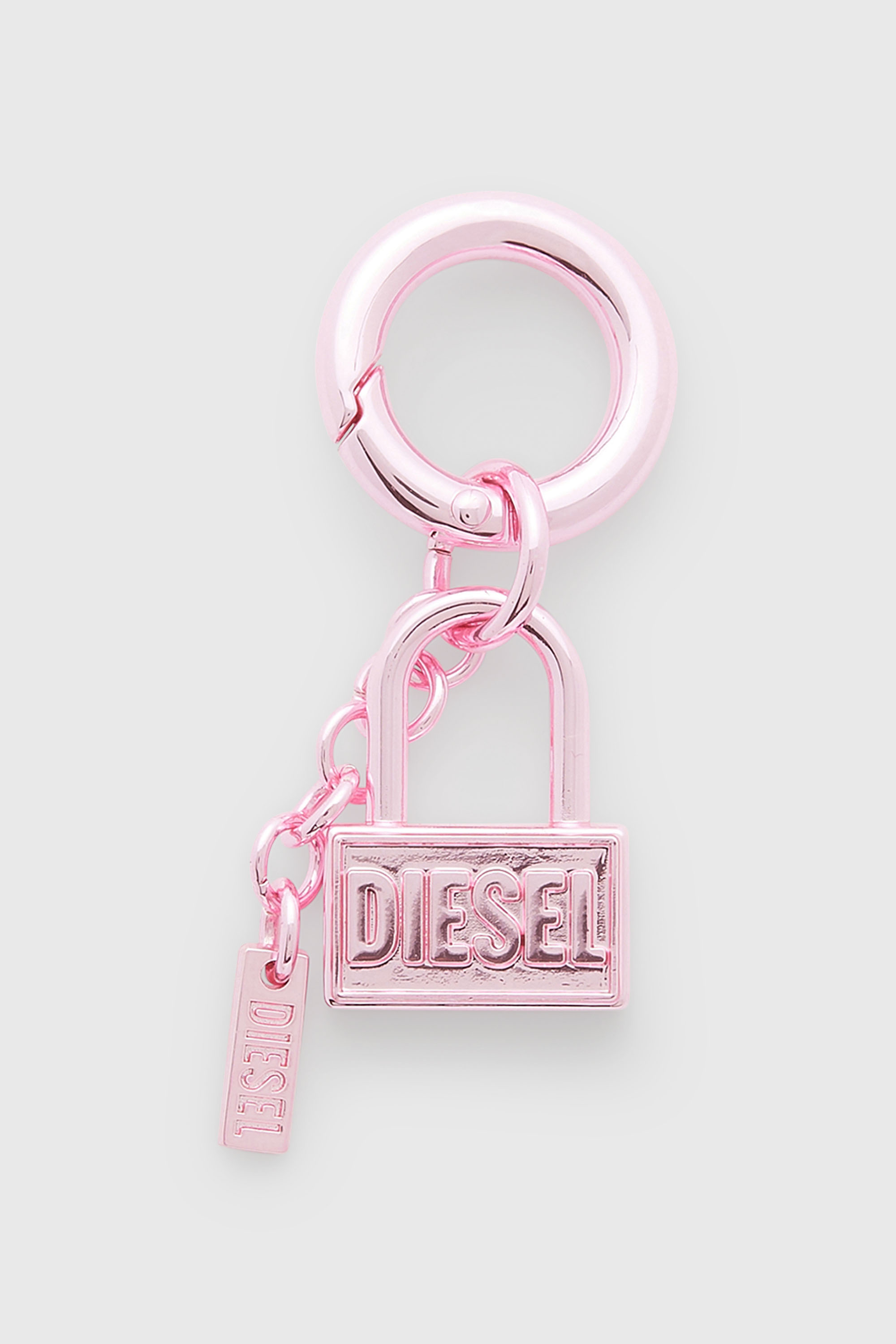 Metal keyring charm with padlock design