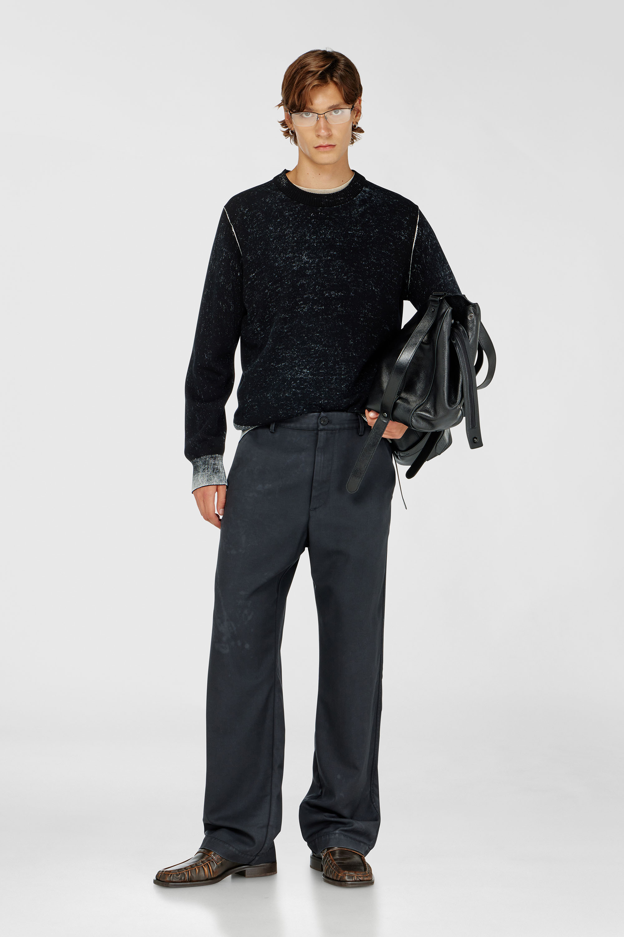 Diesel - K-LARENCE-B, Man's Reverse-print cotton jumper in Black - 2