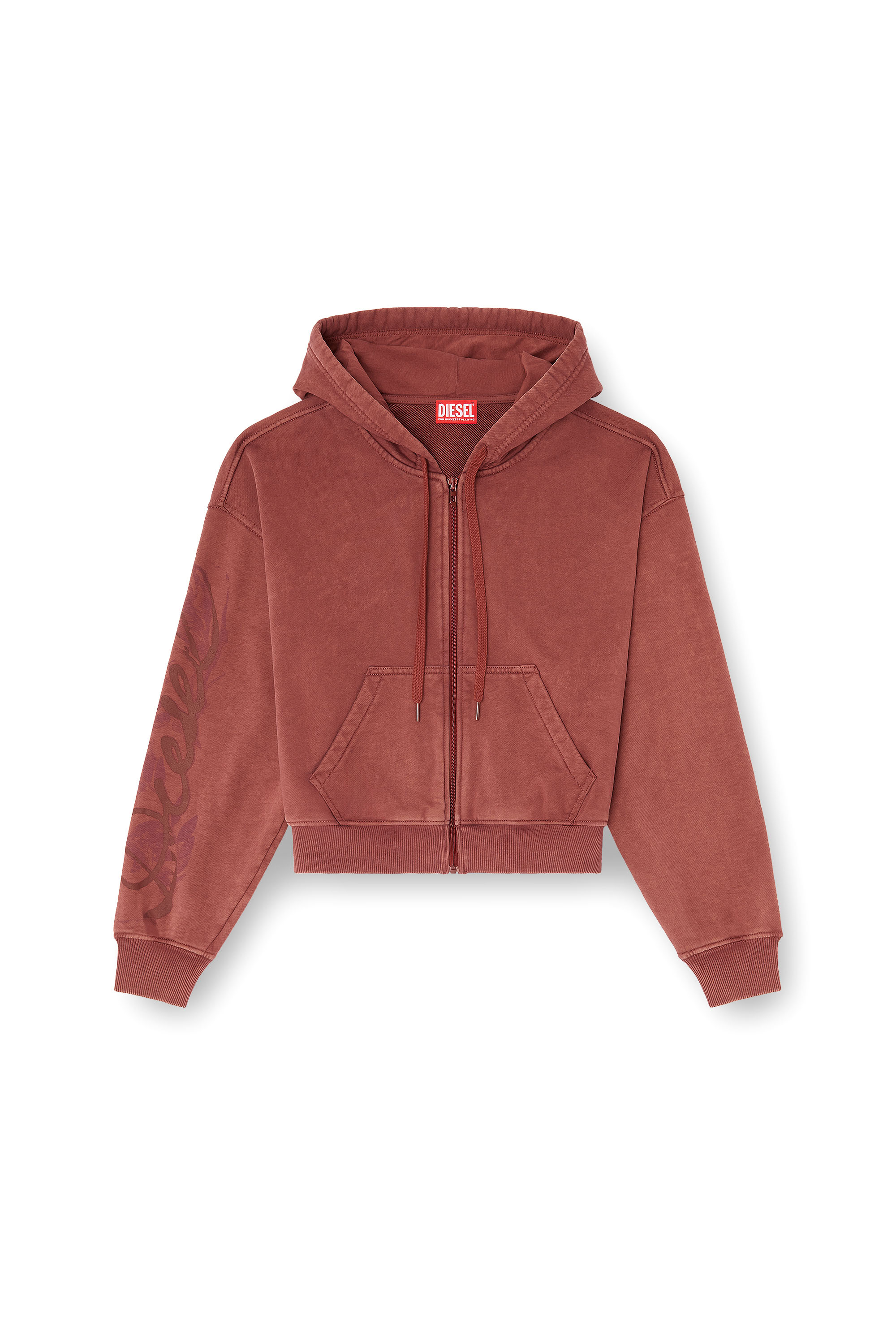Diesel - F-ELYCY, Woman's Zip-up hoodie with puff-print floral logo in null - 2