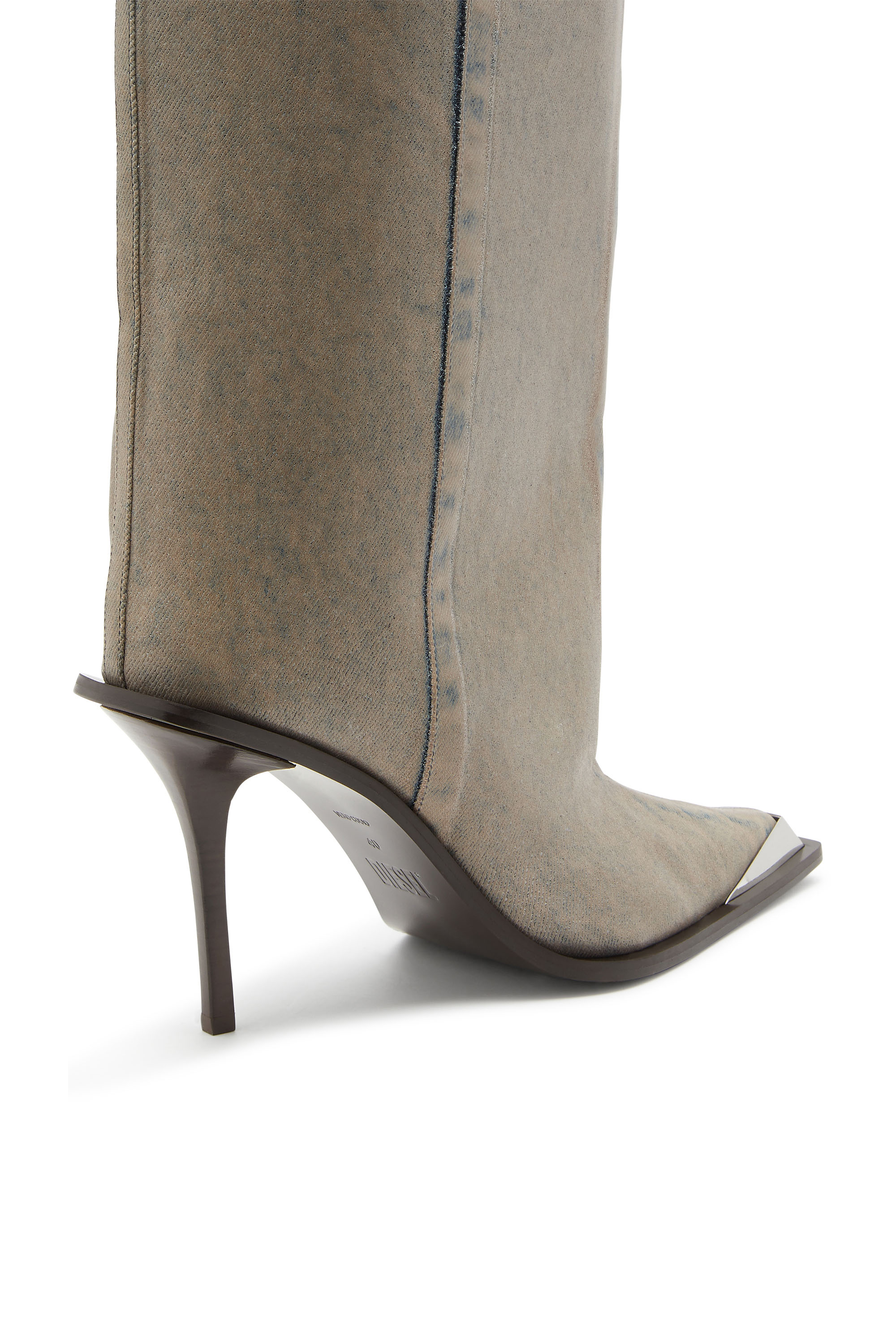 Diesel - D-TONA WB, Woman's D-Tona-Knee-high boots in coated solarised denim in Beige - 5