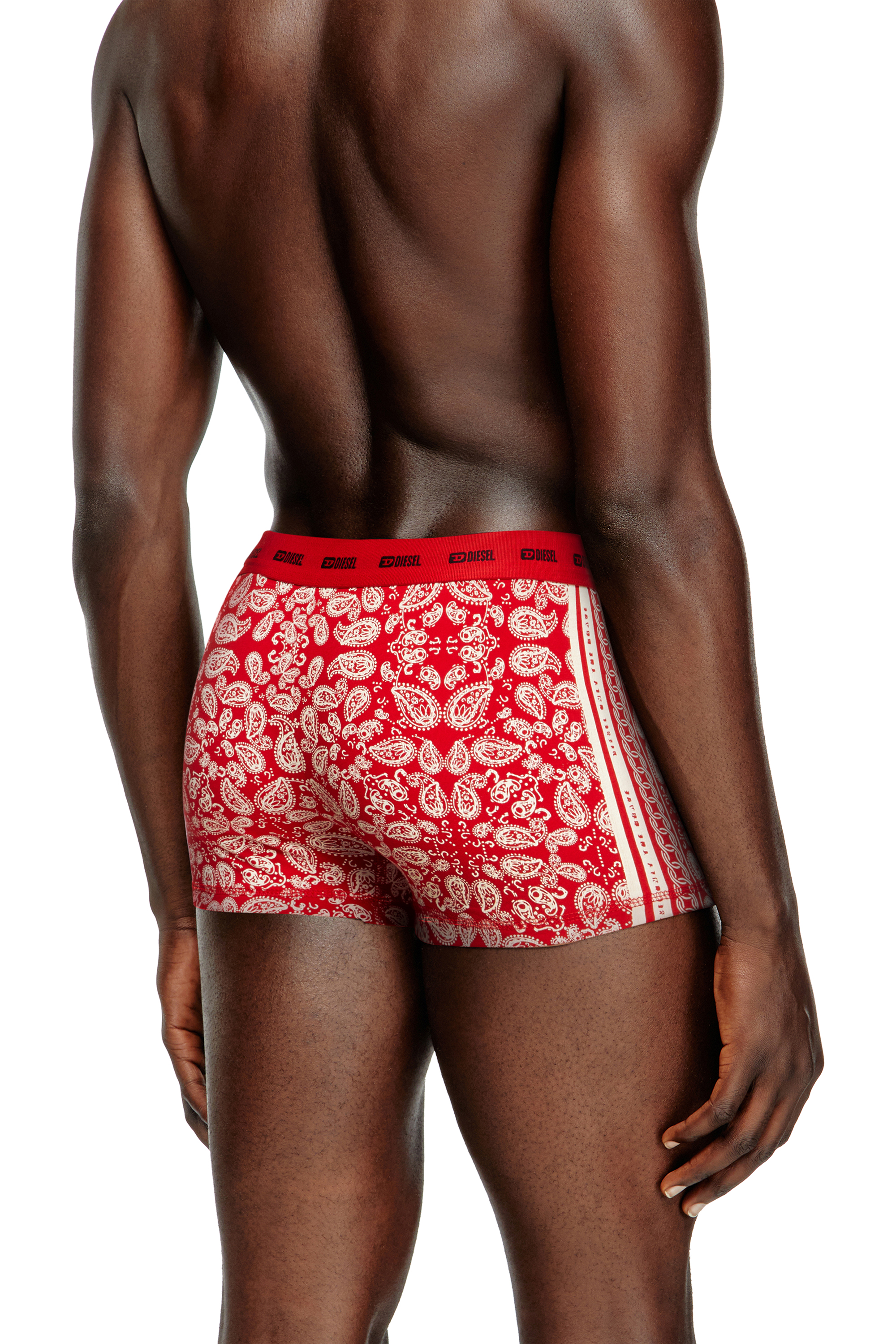 Diesel - DAMIEN-GFT-UTLT-3PACK, Man's 3-pack stretch cotton boxers in Red/White - 4