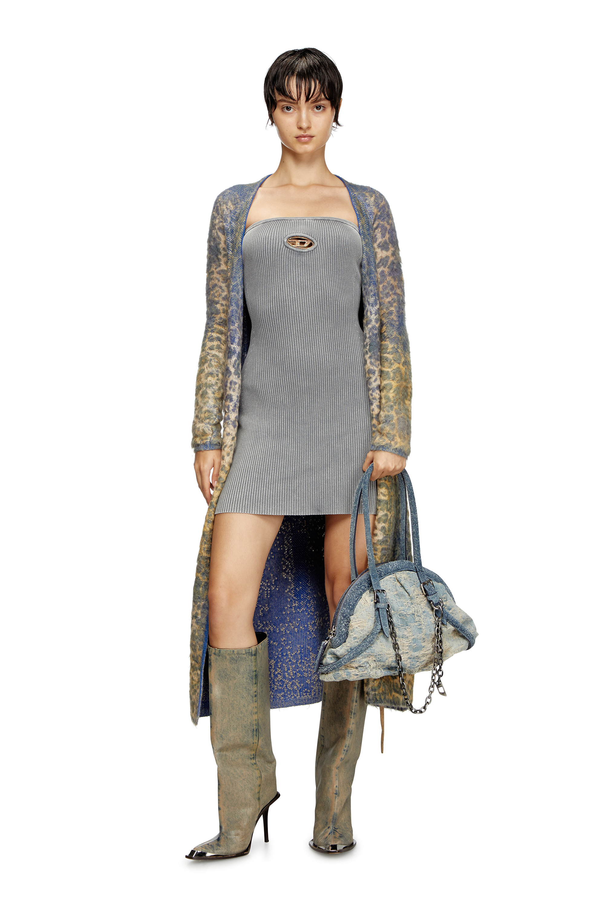 Diesel - D-TONA WB, Woman's D-Tona-Knee-high boots in coated solarised denim in Beige - 2