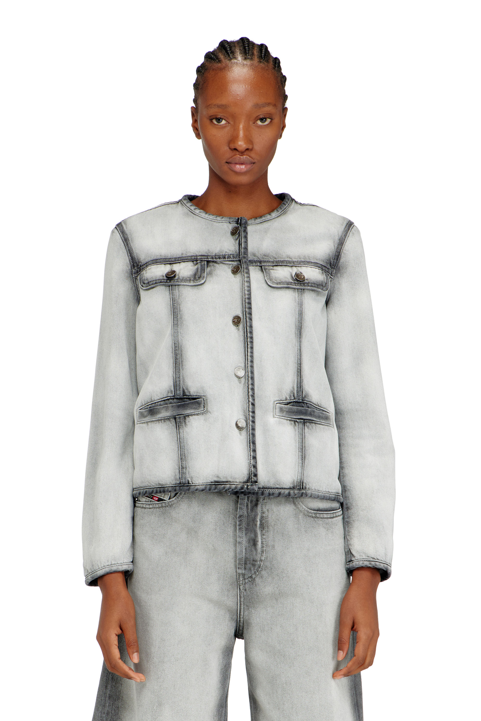 Diesel - DE-GRAFY-FSI, Woman's Jacket in soft skeleton denim in Grey - 1