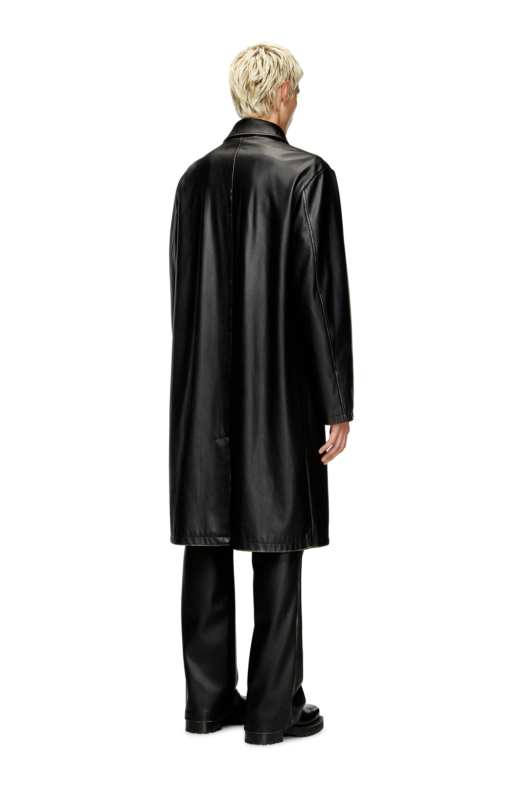 Diesel - J-RIVERS, Man's Distressed car coat with flannel lining in Black - 4