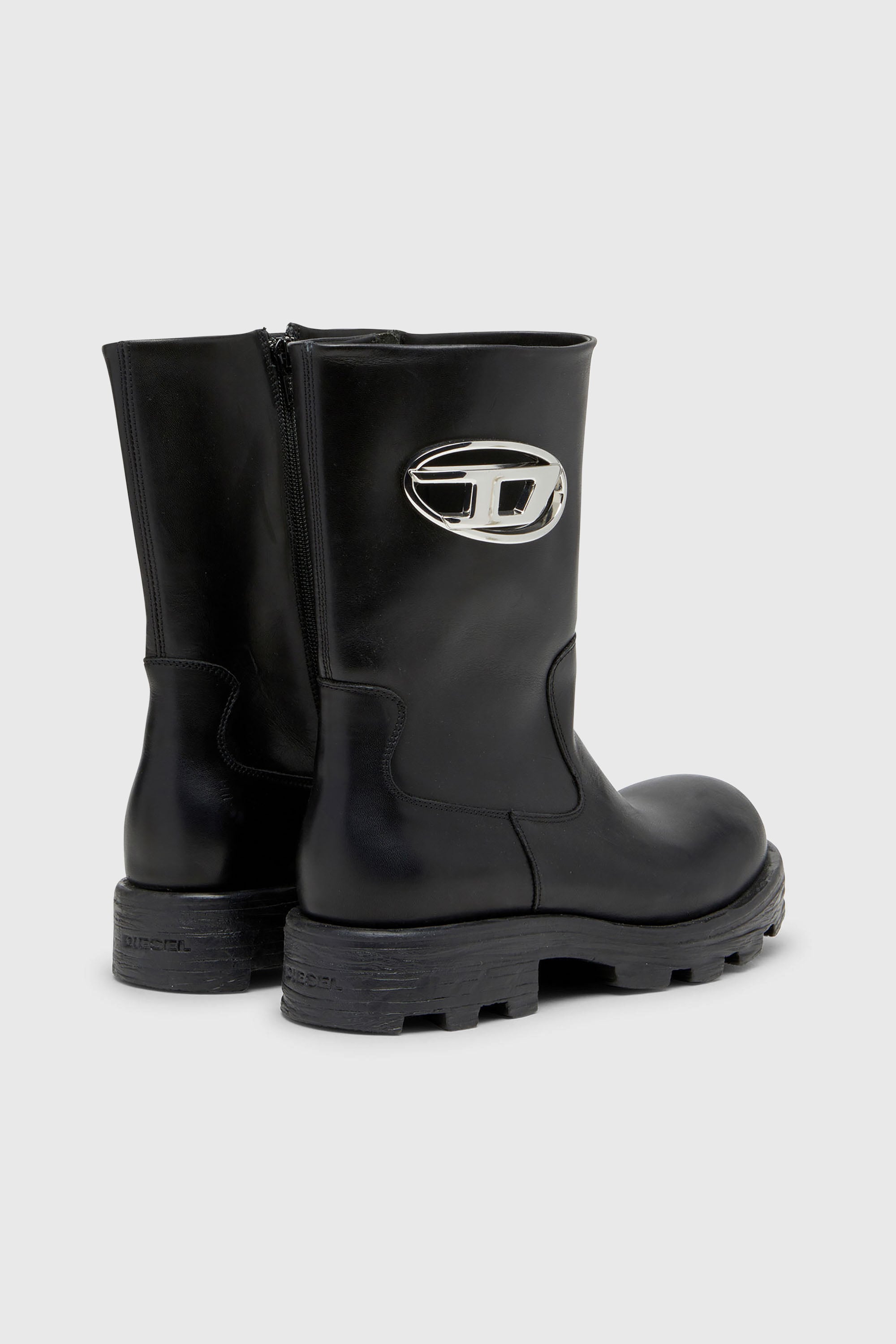 Diesel - D-HAMMER BKR D W, Woman's D-Hammer-Cut-out leather boots with logo hardware in Black - 3