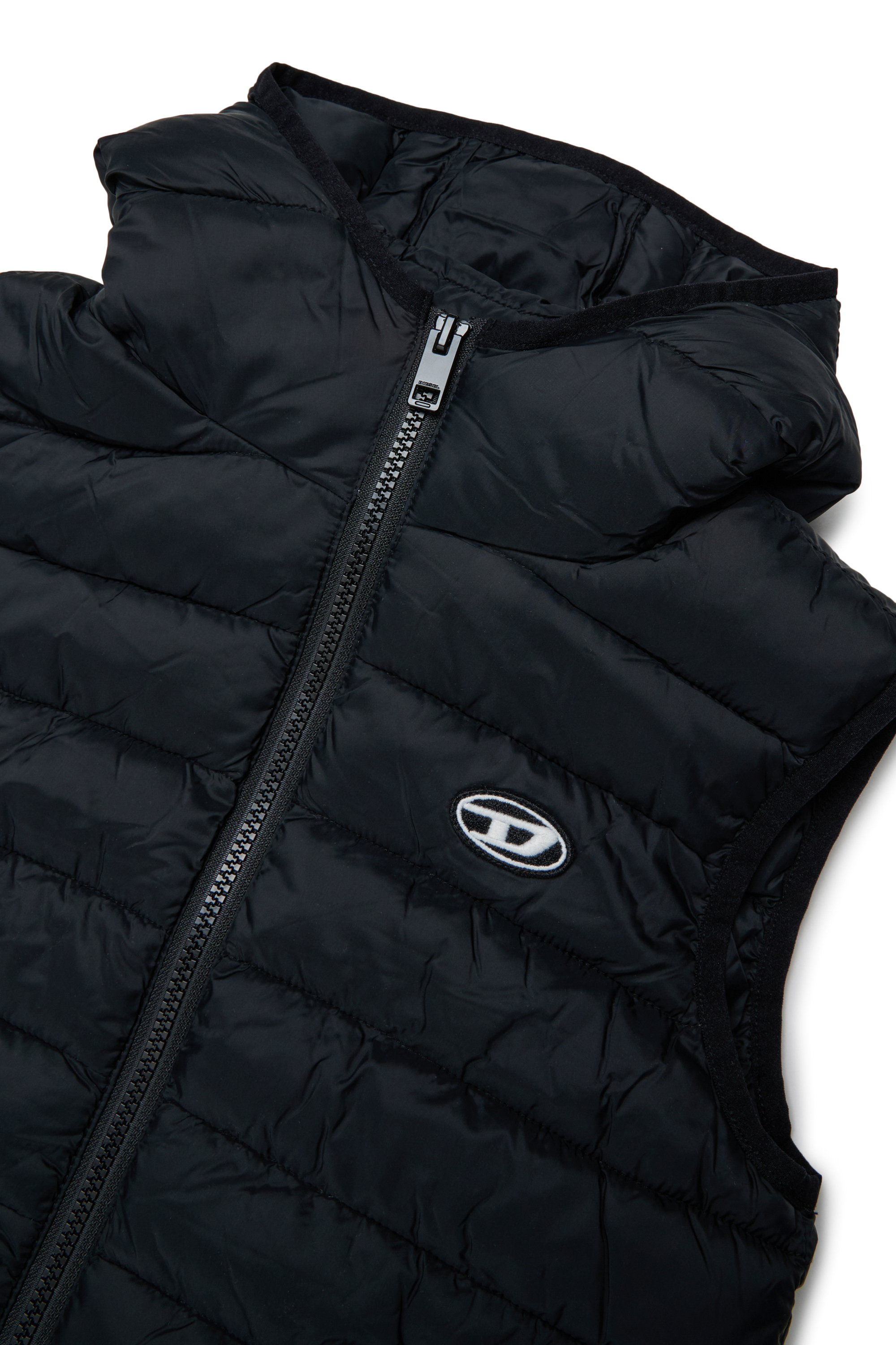 Diesel - JTEMPLY, Unisex's Nylon padded vest with hood in Black - 3