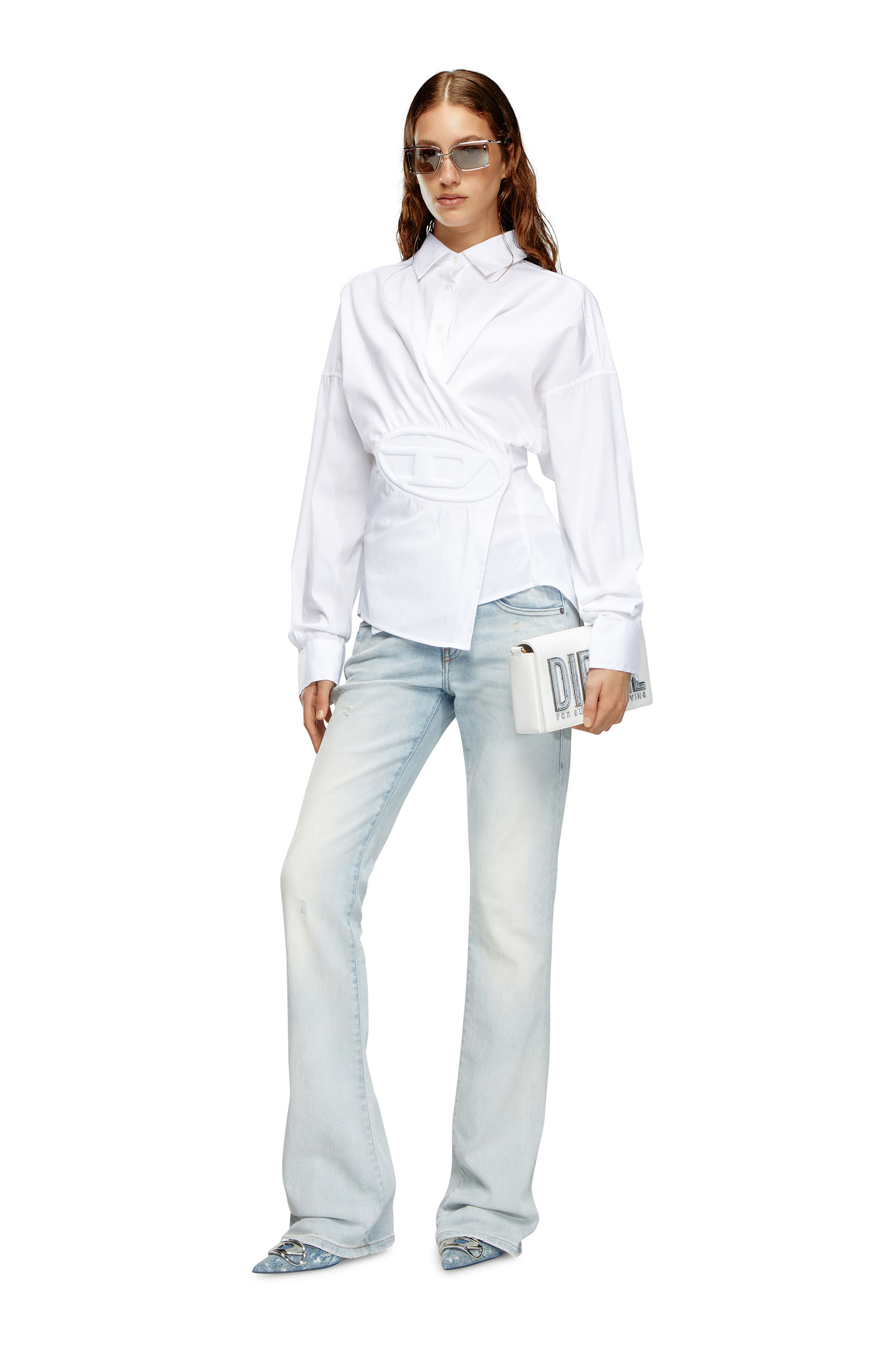 Diesel - C-SIZ-N1, Woman Wrap shirt with embossed logo in White - Image 2
