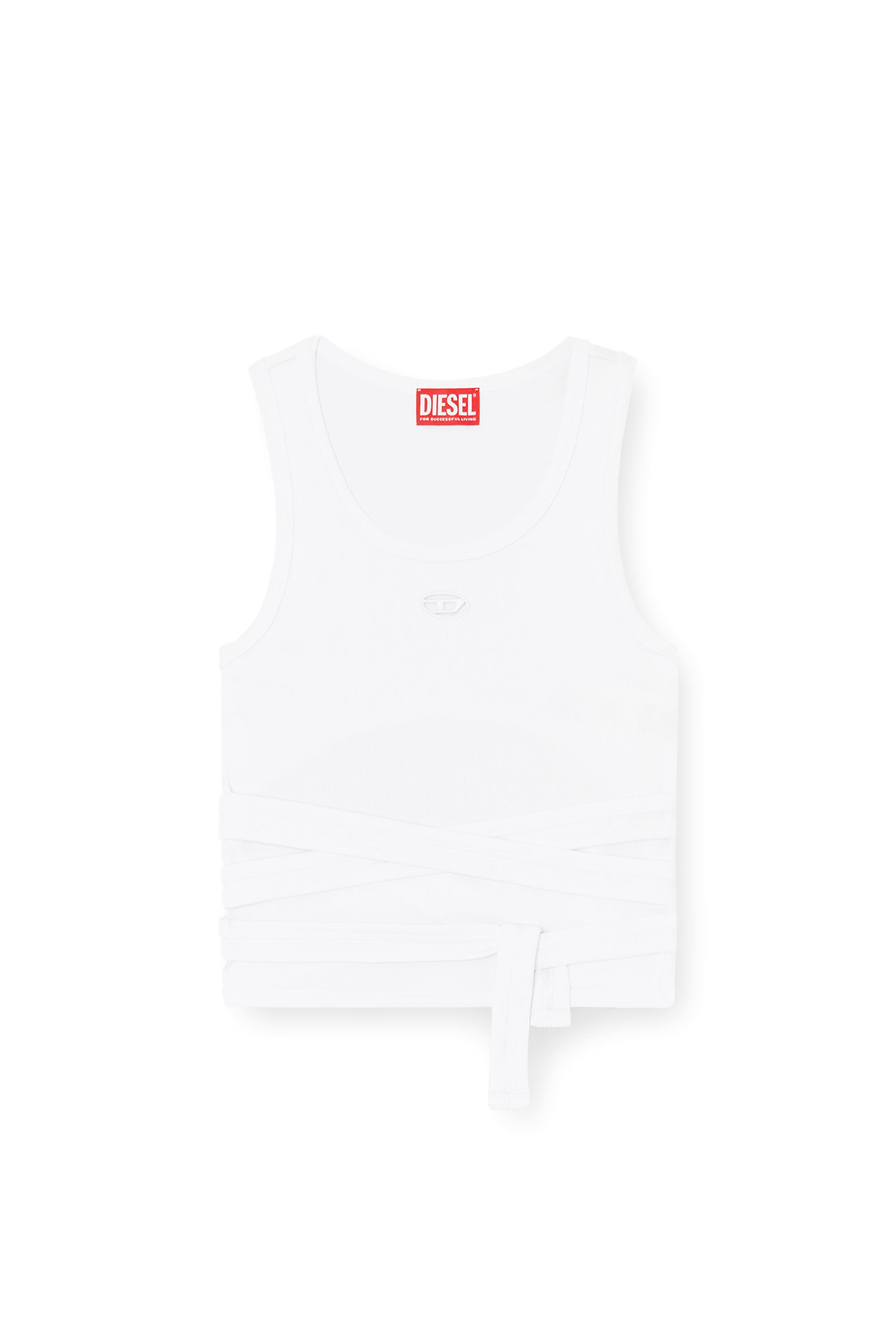 Diesel - T-ANKY-TAIL-S1, Woman's Crop top with wrap-around design in White - 3