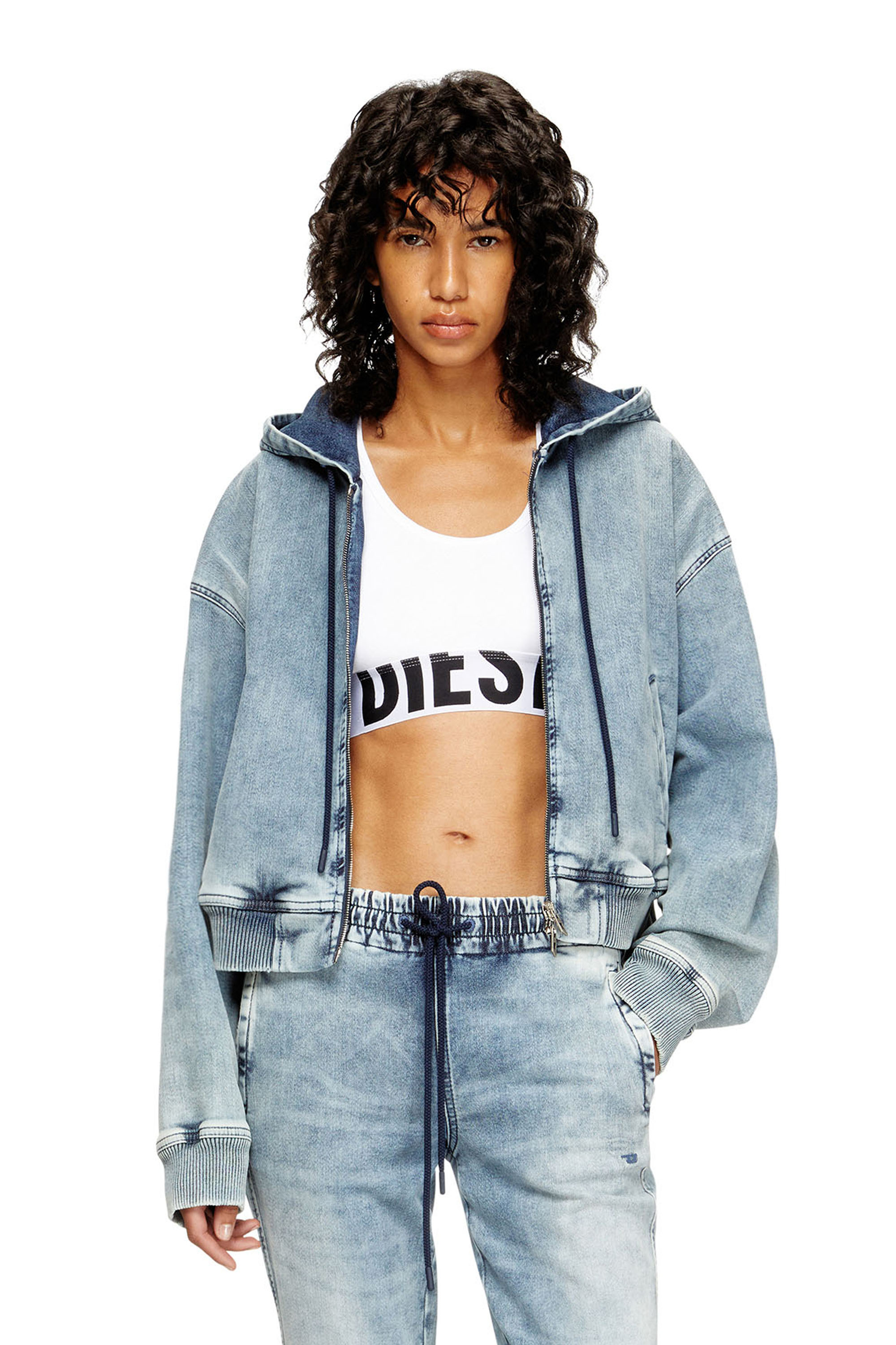 Diesel - UFSB-COTTON-RACE-BRALETTE-XL, Woman's Sports bra with cut-off logo in White - 2