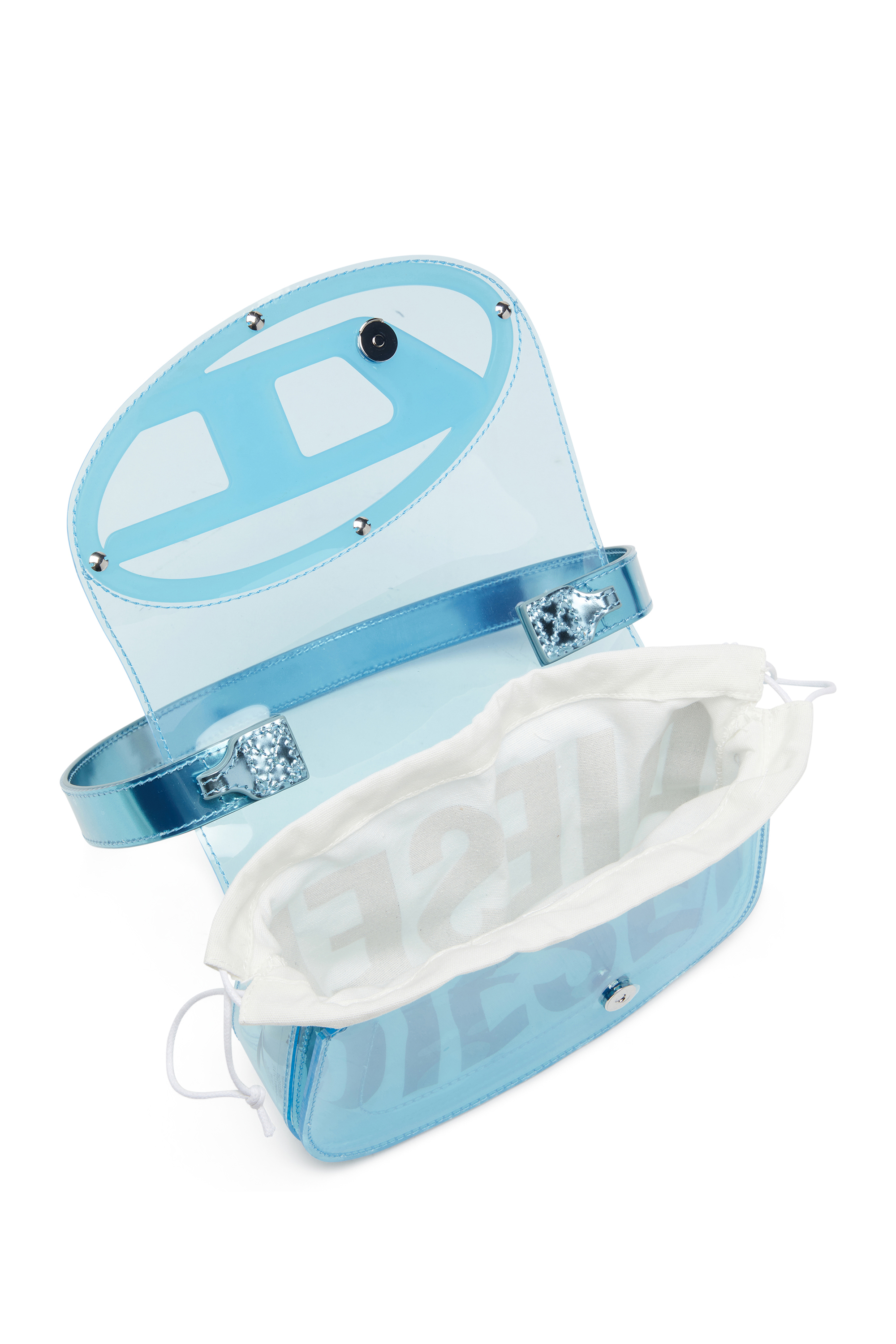 Diesel - 1DR, Woman's 1DR-Iconic shoulder bag in transparent TPU in Blue - 3