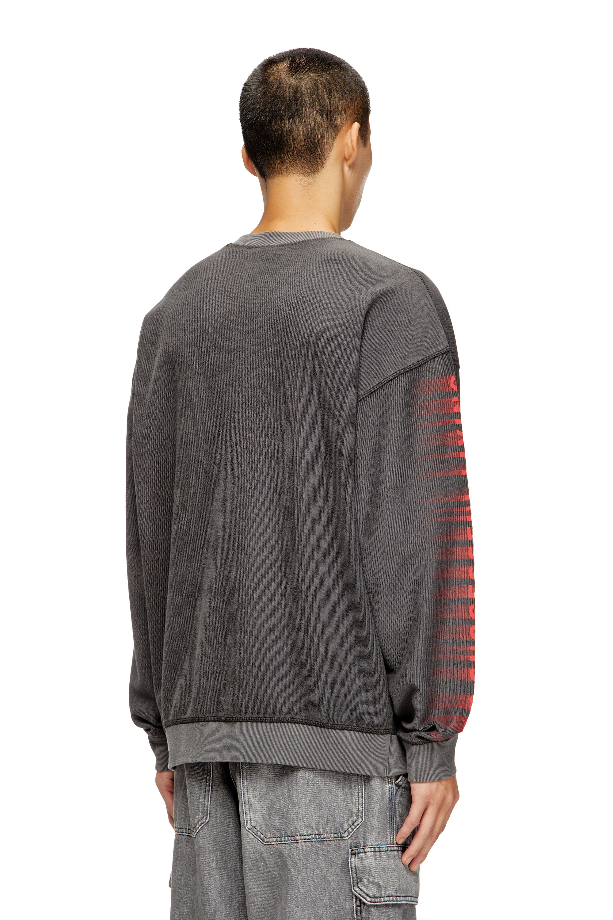 Diesel - S-BOXT-T1, Man's Cotton sweatshirt with Oval D print in Dark grey - 4