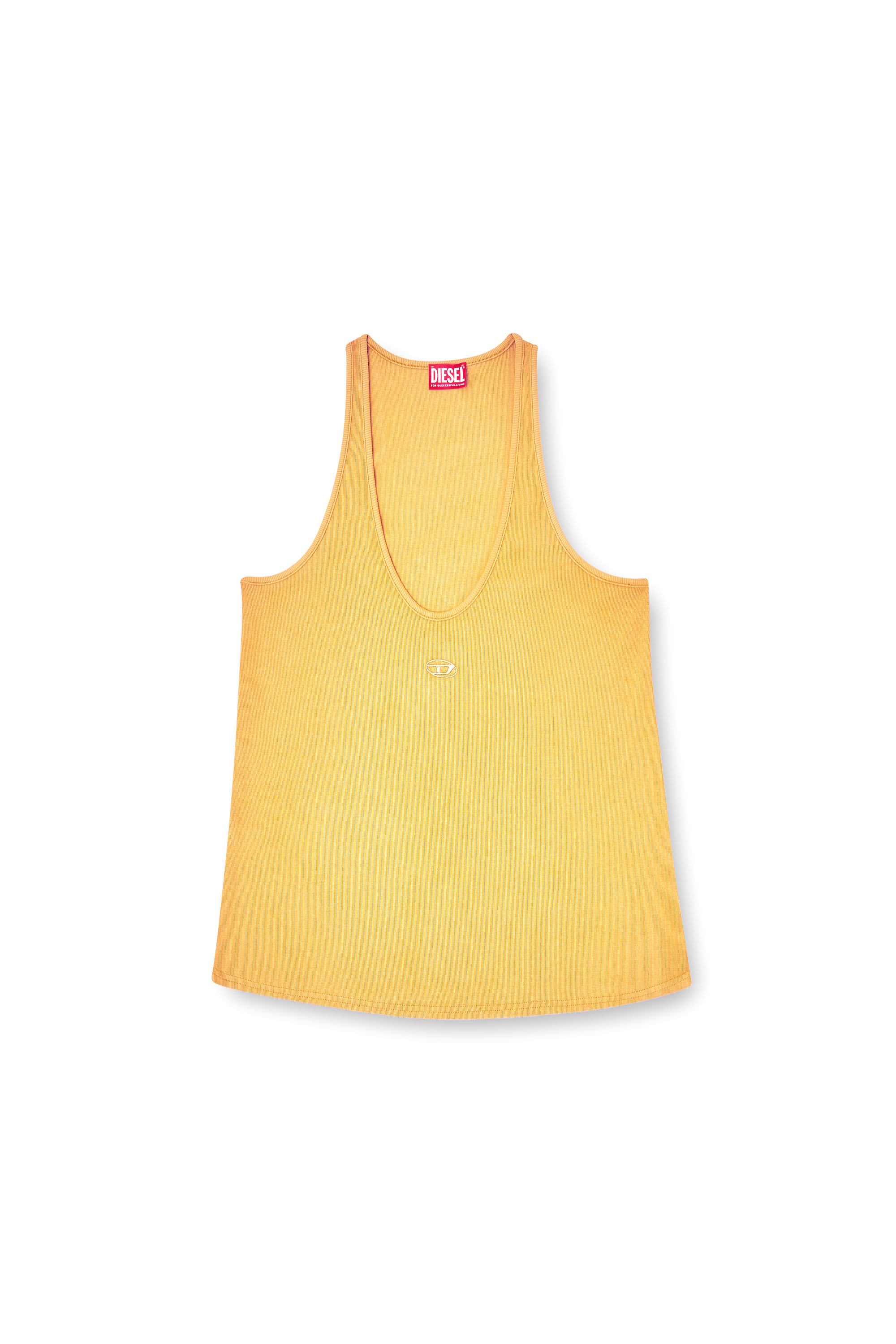 Diesel - T-IPSYA-LKDS, Woman's Ribbed tank with Oval D in Orange - 3